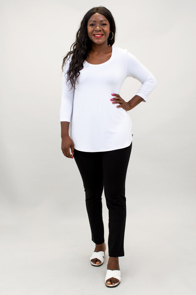Jazz 3/4 Sleeve Top Women's Casual Shirt - Snow White Bamboo Fabric - Perfect for Music Festivals & Summer Outfits