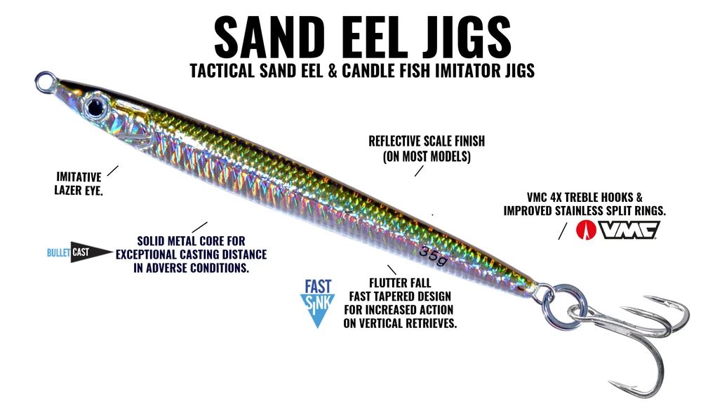 4 1/2 Inch Sand Eel Jig Fishing Lure (2.5 oz) - Saltwater Surf Fishing for Striped Bass, Bluefish & Fluke | Perfect for Beach Casting & Offshore Angling
