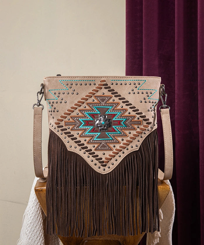 Montana West Aztec Fringe Concealed Carry Crossbody Purse for Women | Fashionable & Functional CCW Handbag | Perfect for Everyday Use, Travel & Outdoor Activities
