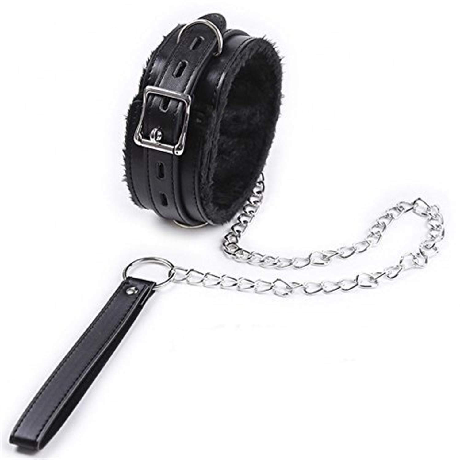 Adjustable PU Leather Choker Necklace - Fluffy Punk Goth Collar with Detachable Chain | Sexy Unisex Choker for Women & Men | Perfect for Workout Bands, Fashion Accessories, Cosplay & BDSM Scenes