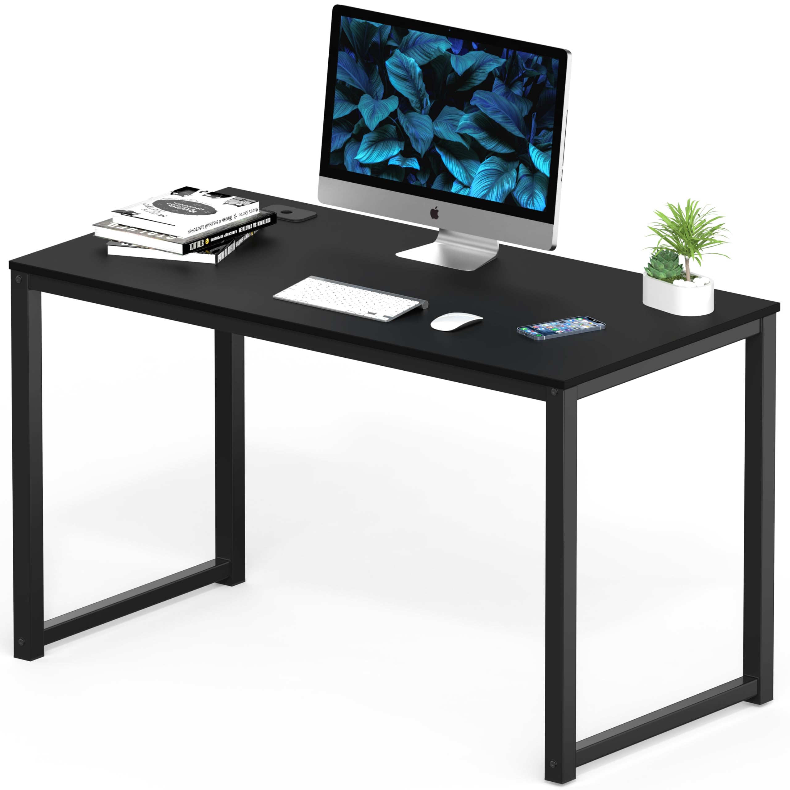 SHW 48-Inch Commercial-Grade Office Computer Desk - Heavy Duty Black Workstation for Home & Business | Perfect for Office, Study Room, and Remote Work Setup