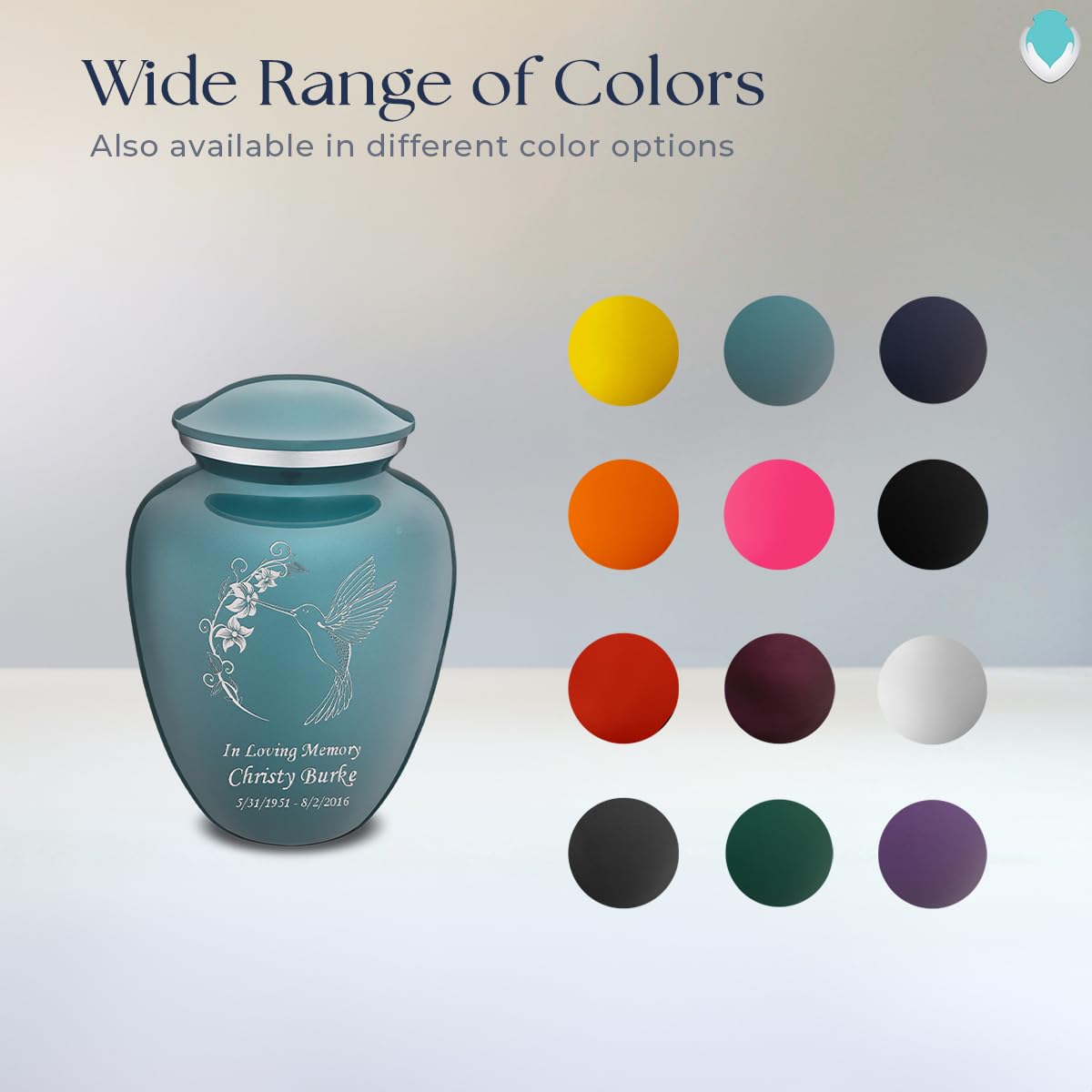 Personalized Hummingbird Cremation Urn for Ashes - Teal Funeral Urn for Women & Men - Holds 44 lbs - Perfect for Memorial Services, Home Display & Pet Ashes Keepsake