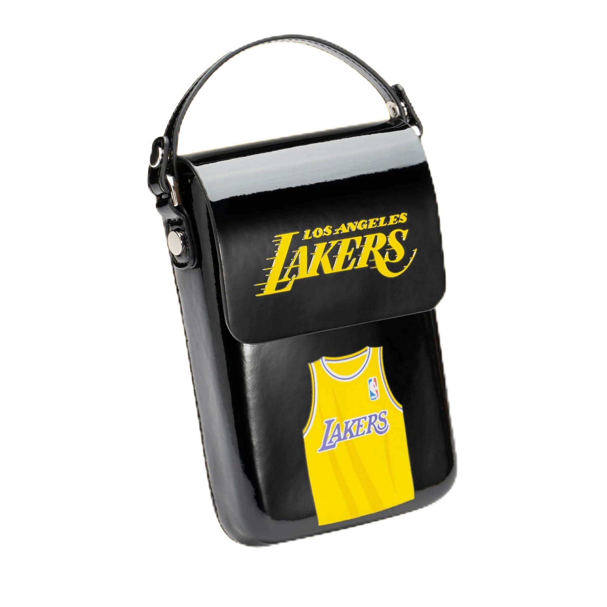 **3POINTS NBA Los Angeles Lakers Phone Crossbody Bag - Small Black Basketball Fan Gear for Game Day & Travel**