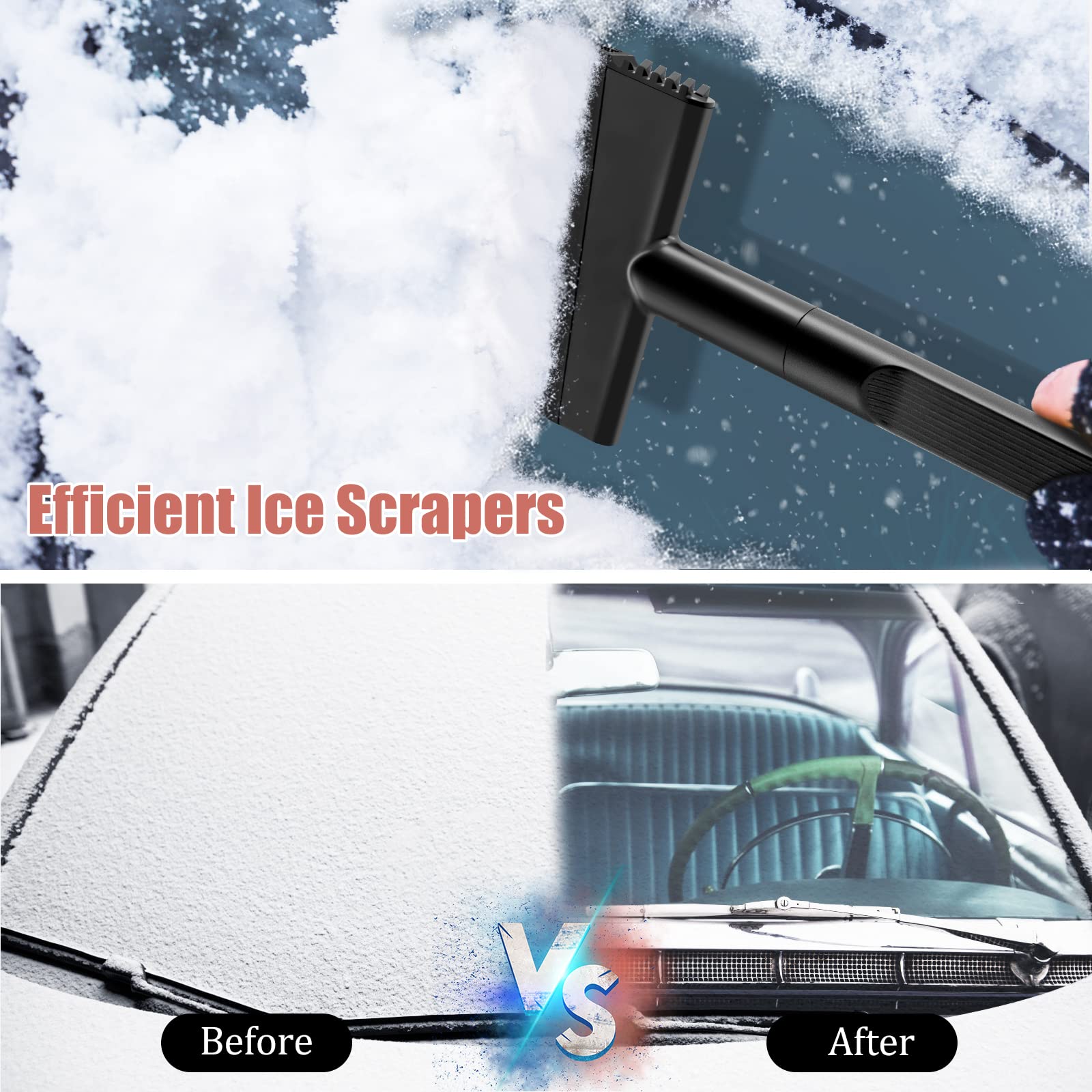 Premium 2-Pack Car Windshield Ice Scraper - Heavy Duty Snow & Frost Removal Tool with Ergonomic Handle | Winter Car Accessories for Snowy Weather & Emergency Roadside Use