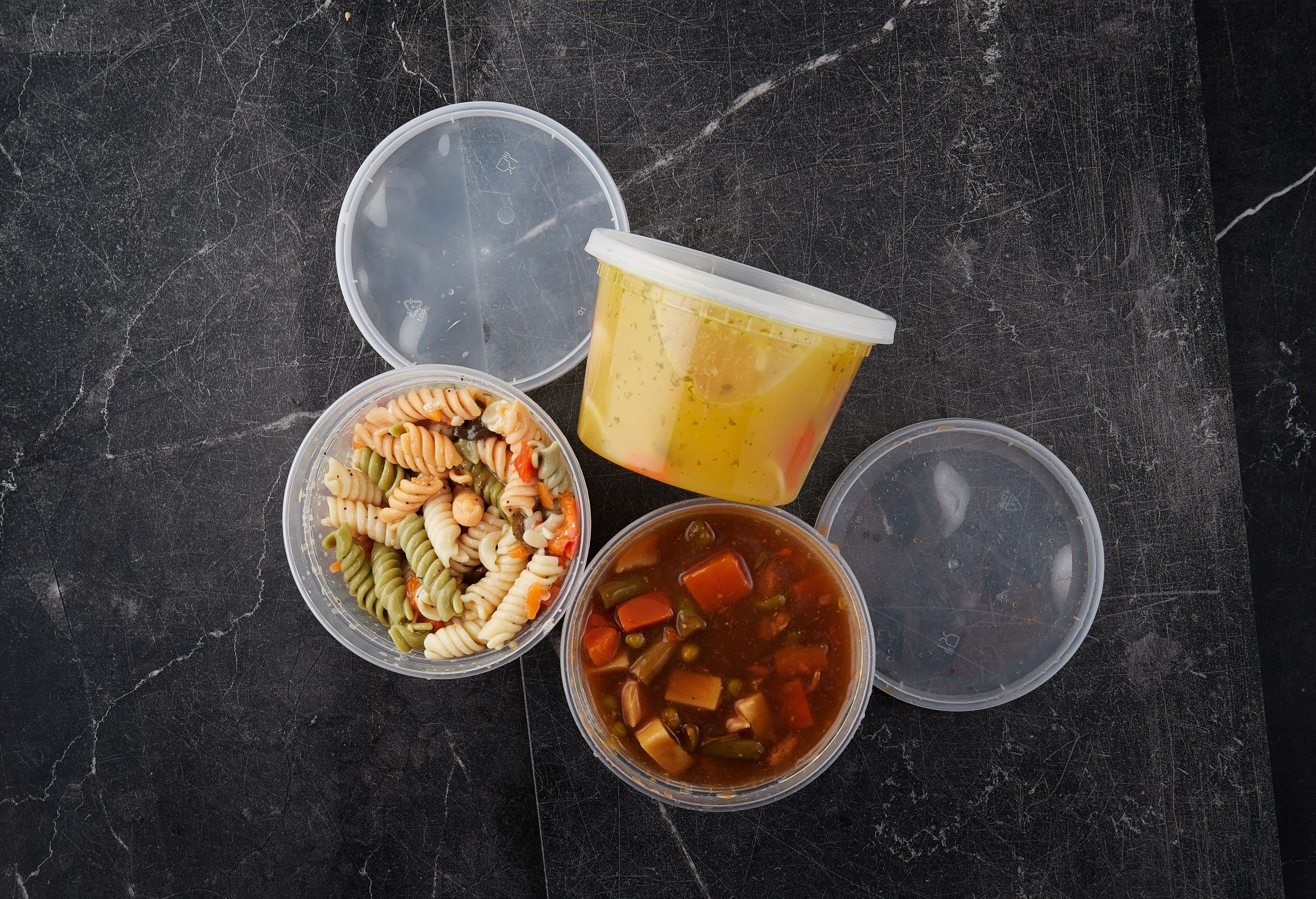 16oz BPA-Free Clear Plastic Food Storage Containers with Airtight Lids - Leakproof, Microwave & Dishwasher Safe - Reusable Soup, Meal Prep & Deli Containers (24 Pack) - Perfect for Home Kitchen, Restaurant Takeout, and School Lunch Storage