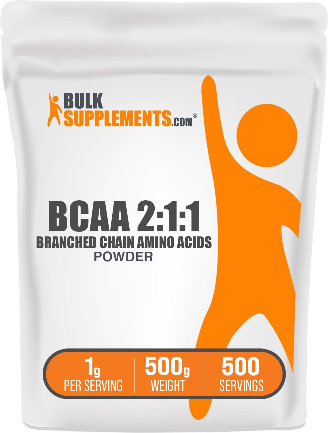 BulkSupplements BCAA 2:1:1 Powder - Unflavored Branched Chain Amino Acid Supplement, 1000mg per Serving, 500g (1.1 lbs) - Gluten Free, Vegan Friendly for Muscle Recovery & Workout Performance - Ideal for Athletes, Bodybuilders & Fitness Enthusiasts