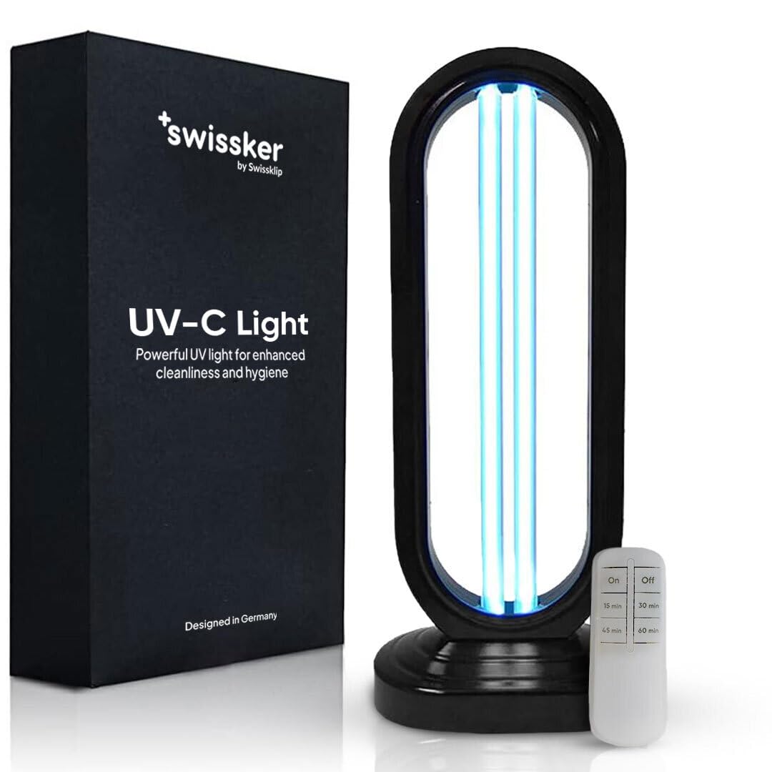Swissklip UV-C Light Sanitizer for Home - Portable Disinfection Device for Dust Mites, Mold & Germs - 4 Speed Settings - Ideal for Bedrooms, Kitchens & Travel Use