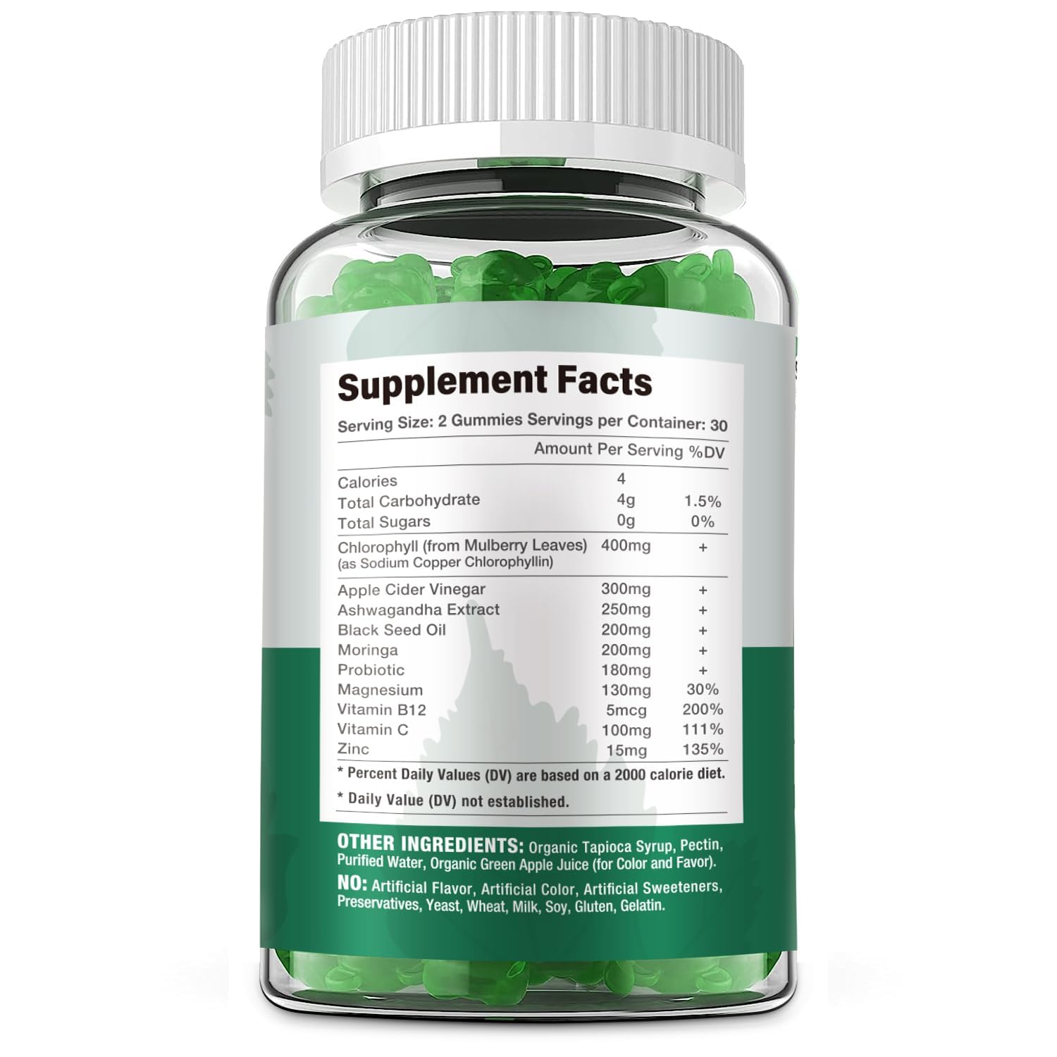 Best Sugar Free Chlorophyll Gummies with Apple Cider Vinegar, Sea Moss, Elderberry & Vitamins - Vegan Immune Support, Energy Boost & Digestive Aid - Natural Deodorant Alternative - Perfect for Daily Wellness & Active Lifestyles - 60 Count