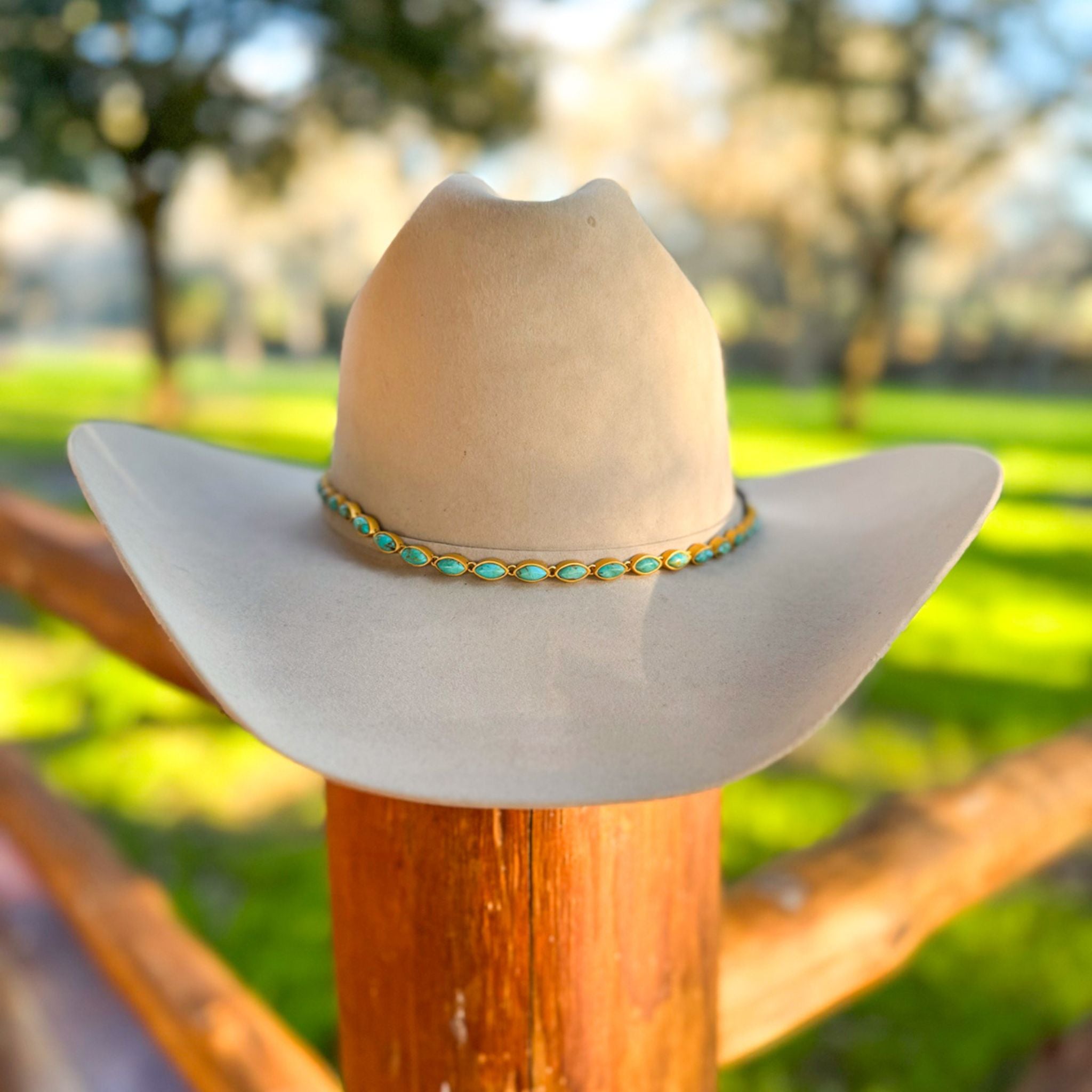 Turquoise Jasmine Hat Band - Stylish Western Headband for Cowboy Hats, Boho Fashion & Outdoor Events