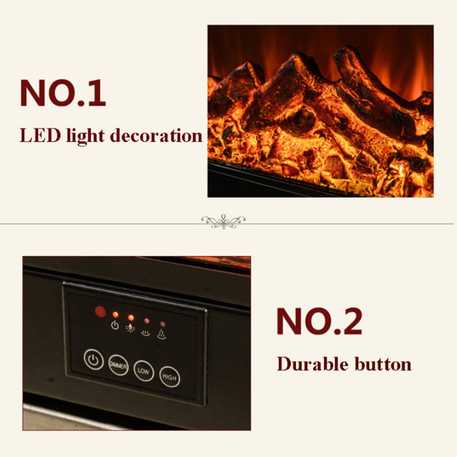 3D Simulation Flame Electric Fireplace with Adjustable Heat & Remote Control - Recessed LED Fireplace Heater for Home Decor | Perfect for Living Rooms, Bedrooms & Offices