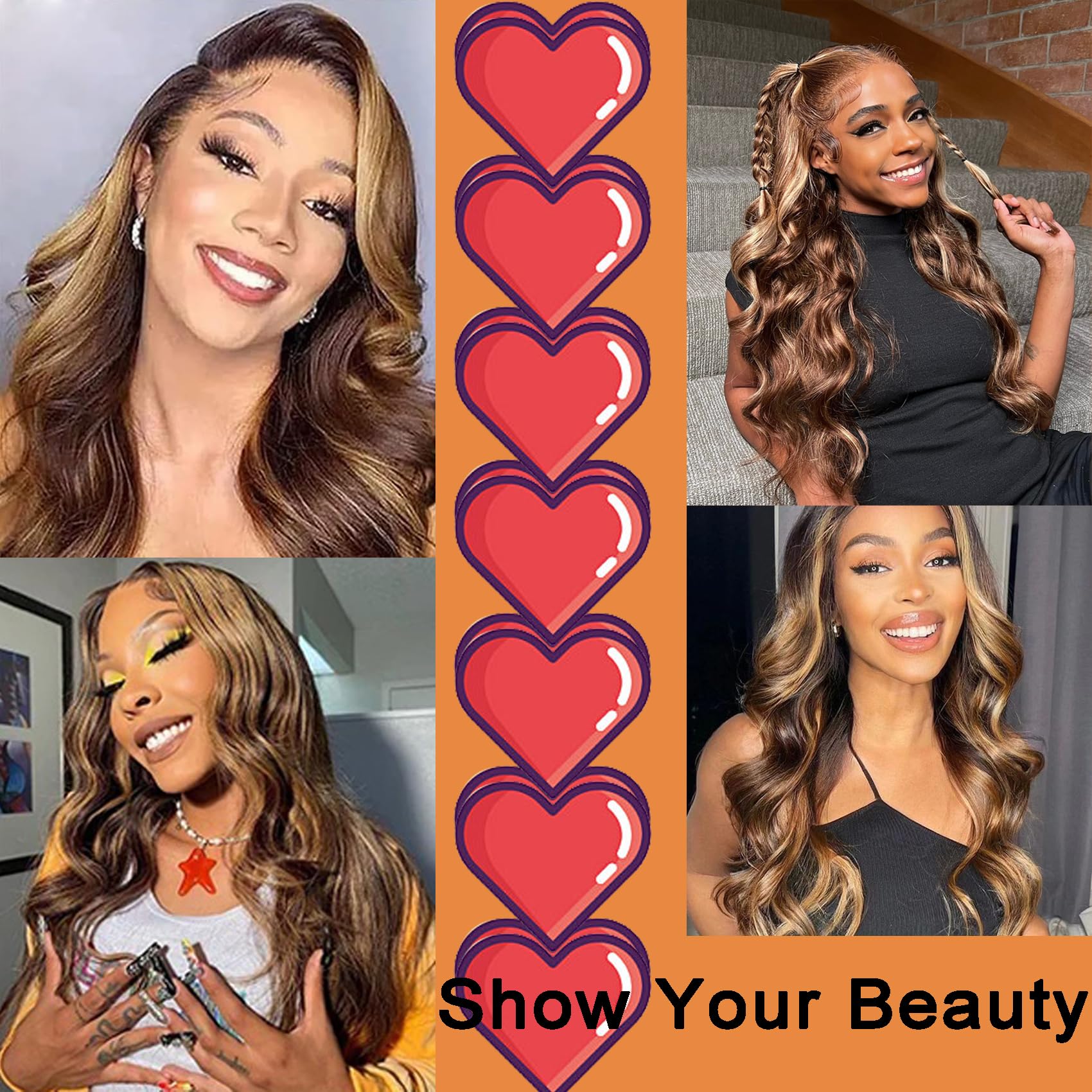 13x6 Honey Blonde Glueless Lace Front Wig - 180% Density Human Hair Pre-Plucked Body Wave Wig for Black Women (28 Inch) | Perfect for Daily Wear, Parties, Weddings & Special Occasions