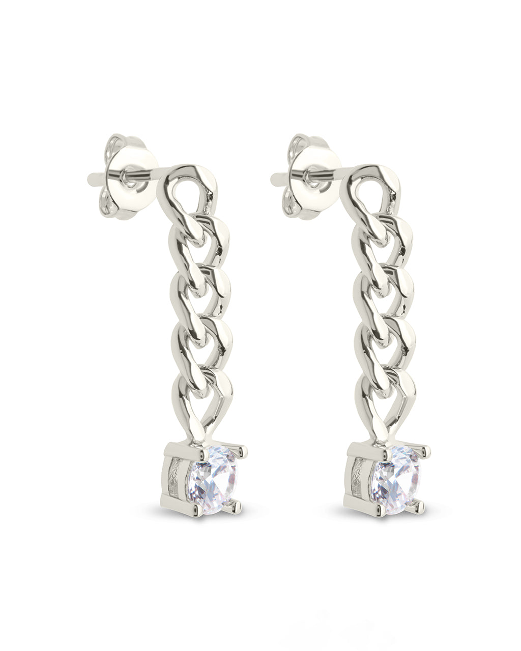 Phoebe CZ Chain Link Drop Stud Earrings for Women - Elegant Cubic Zirconia Dangle Earrings for Party, Wedding & Everyday Wear