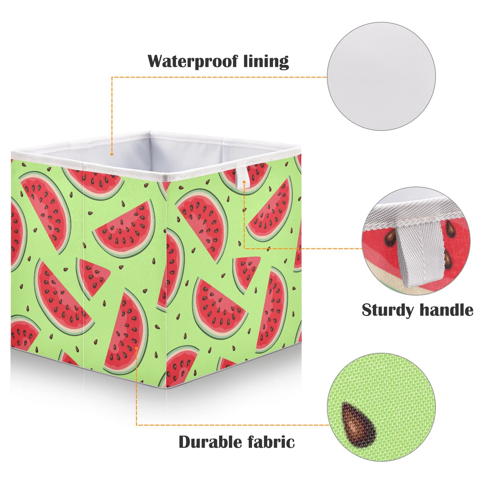 Collapsible Fabric Storage Bin for Watermelon Slices - Foldable Rectangular Storage Cube Organizer for Home, Office & Kitchen | Perfect for Fruit Storage, Pantry Organization & Clutter Control