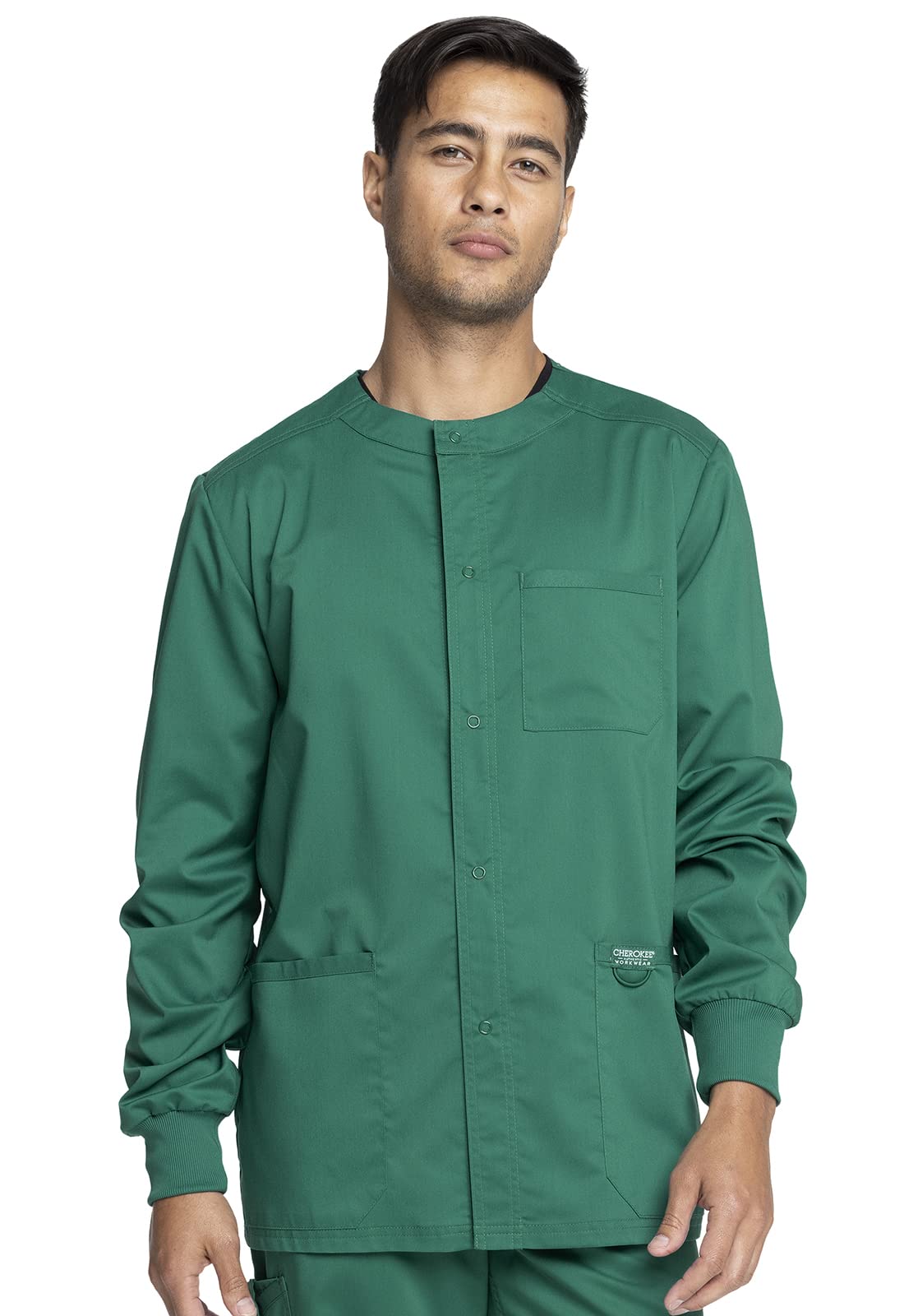 Cherokee Men's Warm Up Scrubs Jacket - Snap Front Workwear WW380 for Nurses, Doctors & Healthcare Professionals - Perfect for Hospitals & Clinics