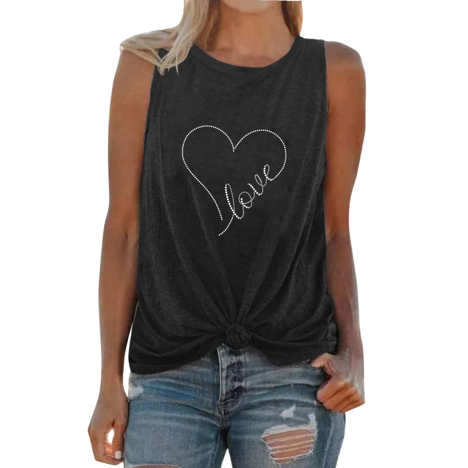 Plus Size Sunflower Graphic Tank Tops for Women - 4th of July & Summer Casual Wear