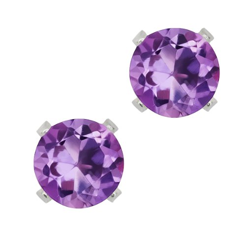 Gem Stone King 925 Sterling Silver Stud Earrings Set - 3 Pairs of 4MM Round Amethyst, Citrine & Peridot Earrings for Women & Men | Perfect for Everyday Wear, Gifts & Special Occasions