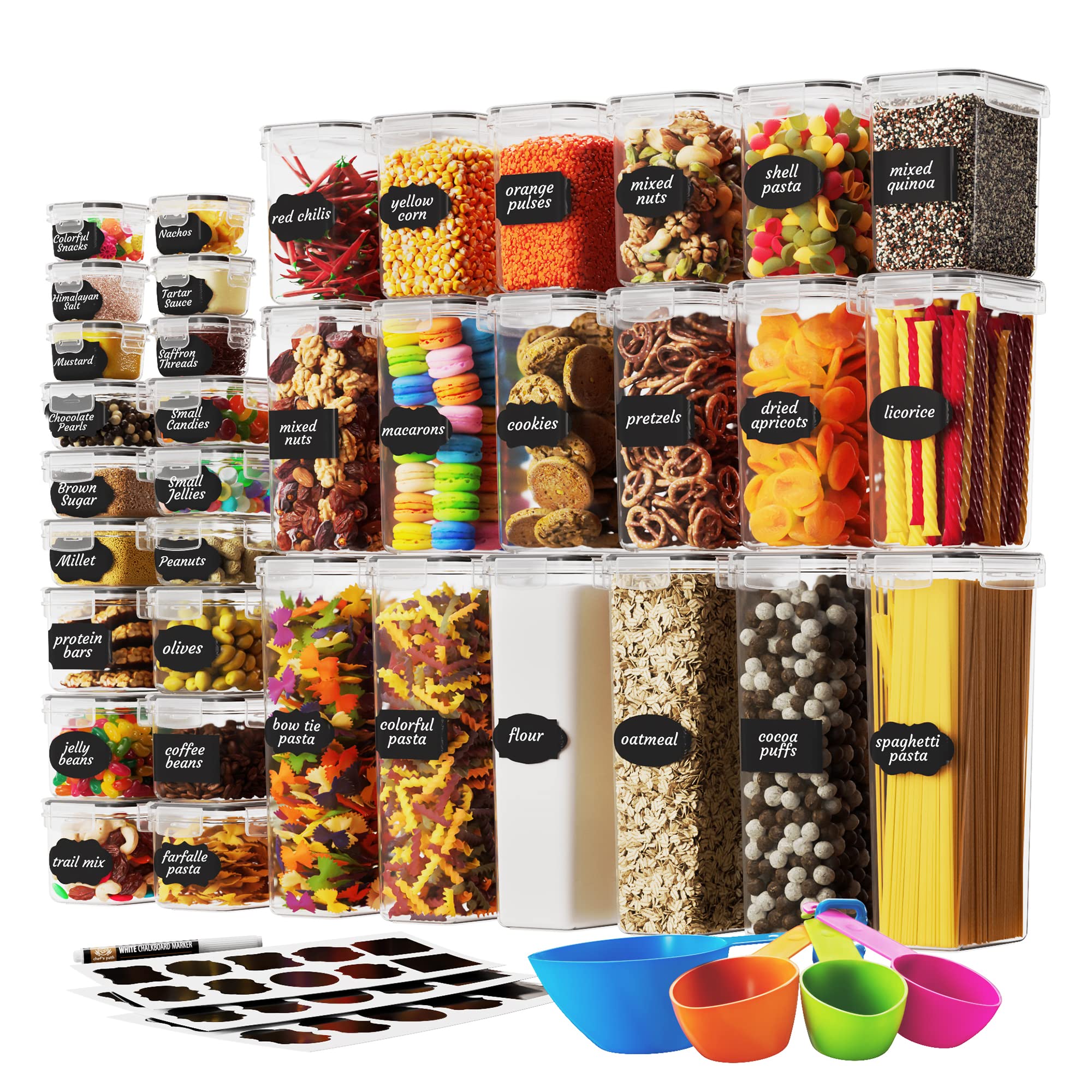 Chef's Path 36-Piece Airtight Food Storage Container Set with Lids - BPA Free Kitchen Organization for Cereal, Flour & Sugar | Perfect for Pantry, Baking & Meal Prep