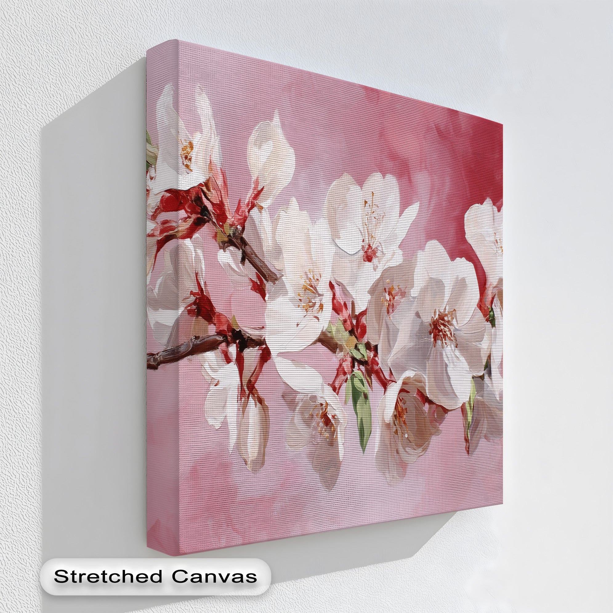 Blossoming Almond Branch Pink Canvas Print - Floral Wall Art for Living Room, Bedroom & Office Decor