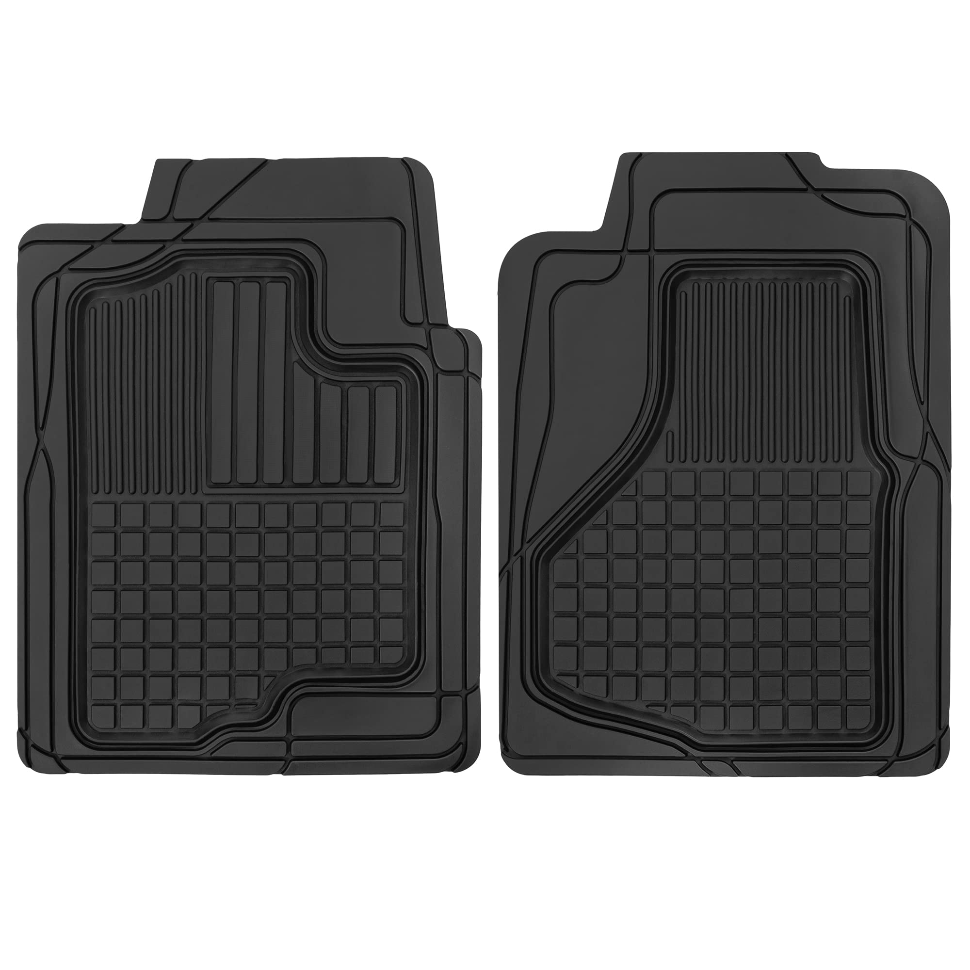 Premium All-Weather Rubber Floor Mats for Cars, SUVs & Trucks - Heavy Duty Universal Fit 2-Piece Set (Front) - Motor Trend - Durable Protection Against Mud, Snow & Spills - Perfect for Daily Commute, Road Trips & Off-Road Adventures