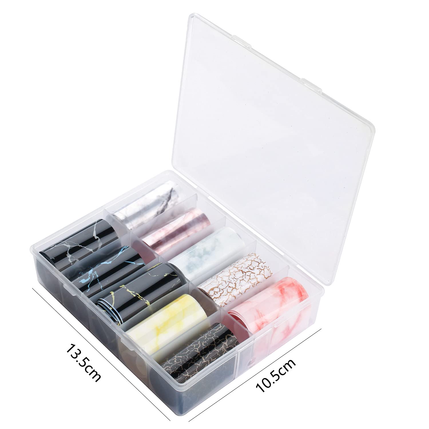 WOKOTO 10 Rolls Marble Nail Foils Kit - Self-Adhesive Nail Art Stickers for Women, Salon & Home Manicure | Water Transfer Decals for Gel Polish, Acrylic Nails & DIY Nail Designs