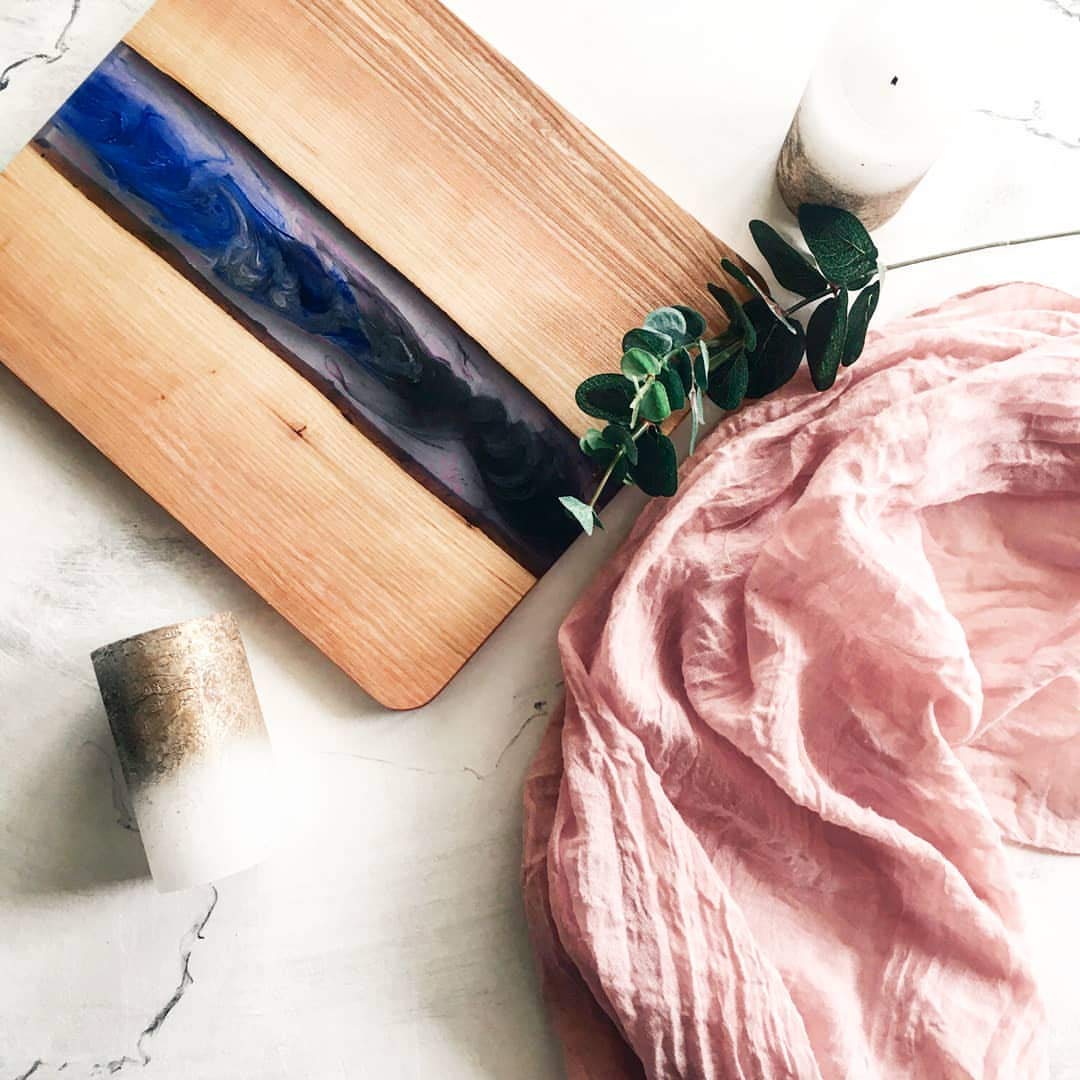 Handcrafted Epoxy Resin Wooden Serving Board - Unique River Design Charcuterie Platter, Antipasto Tray & Cutting Board - Perfect for Entertaining, Housewarming Gifts & Kitchen Decor
