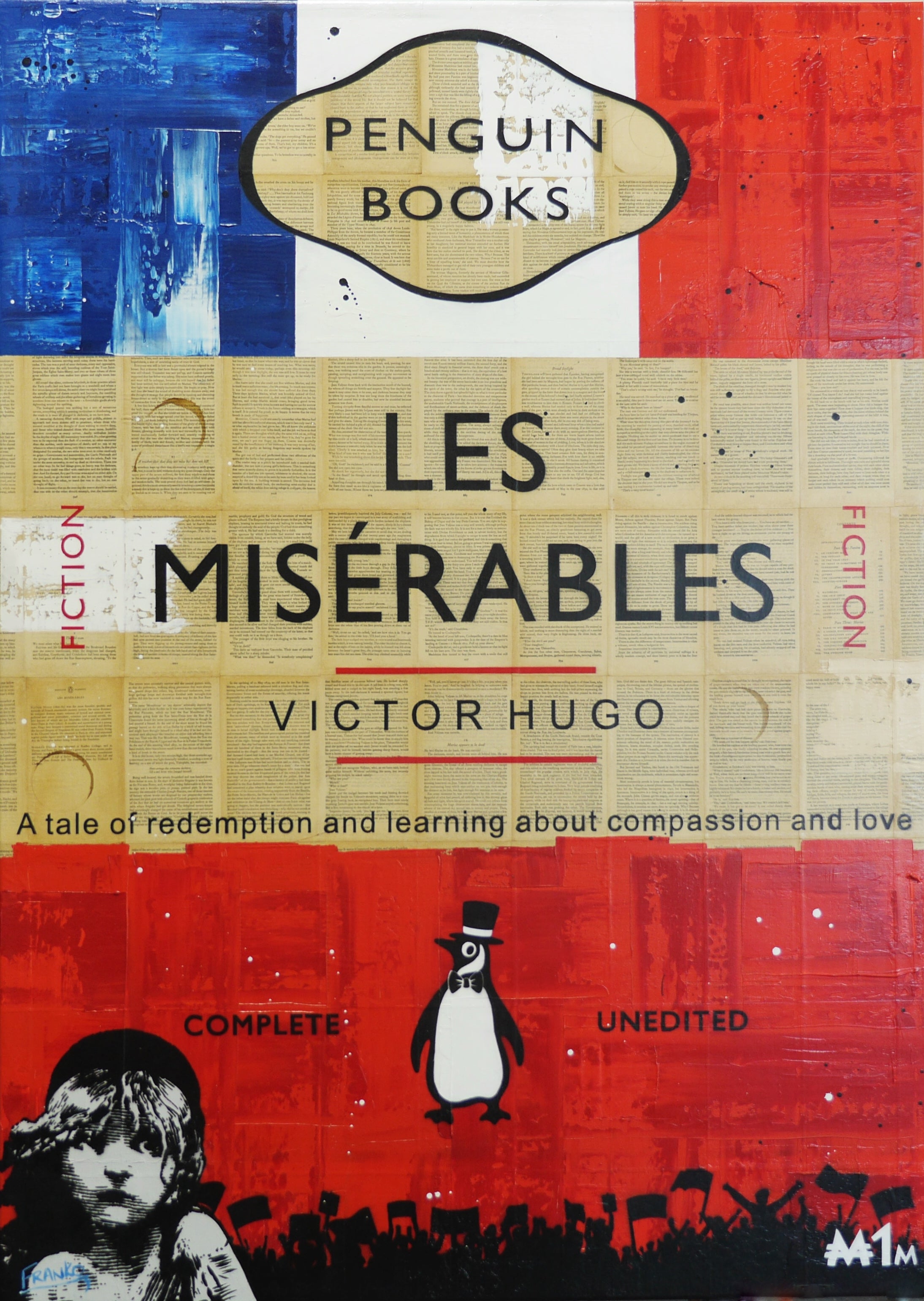 French Connection 140cm x 100cm Les Mis Urban Pop Book Club Painting - Modern Wall Art for Living Room, Bedroom & Office Decor