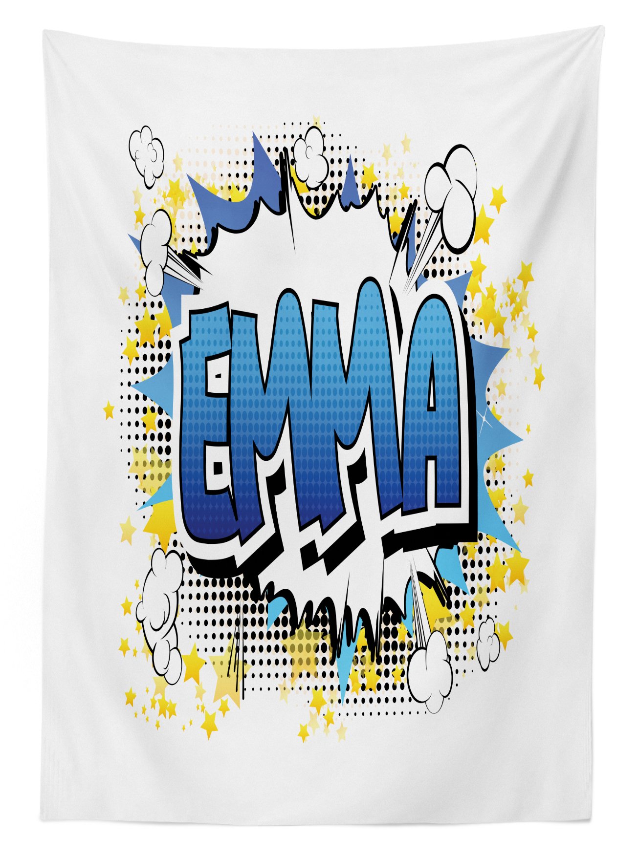 Ambesonne Emma Tablecloth - Vibrant Cartoon Stars & Burst Design for Teen Girls, 60