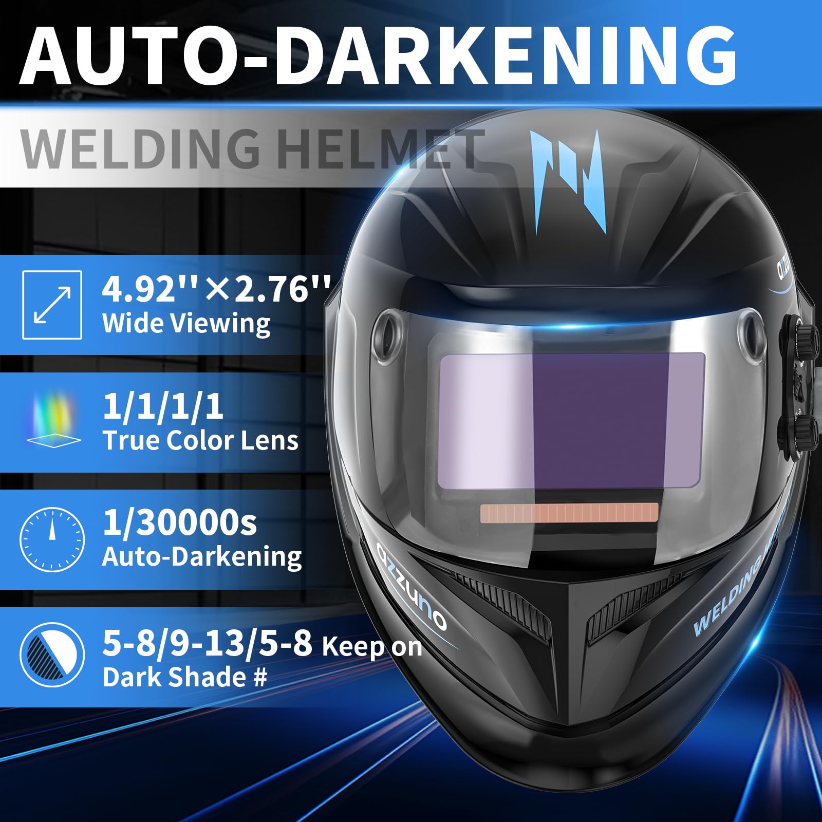 AZZUNO Auto Darkening Welding Helmet - 4.92