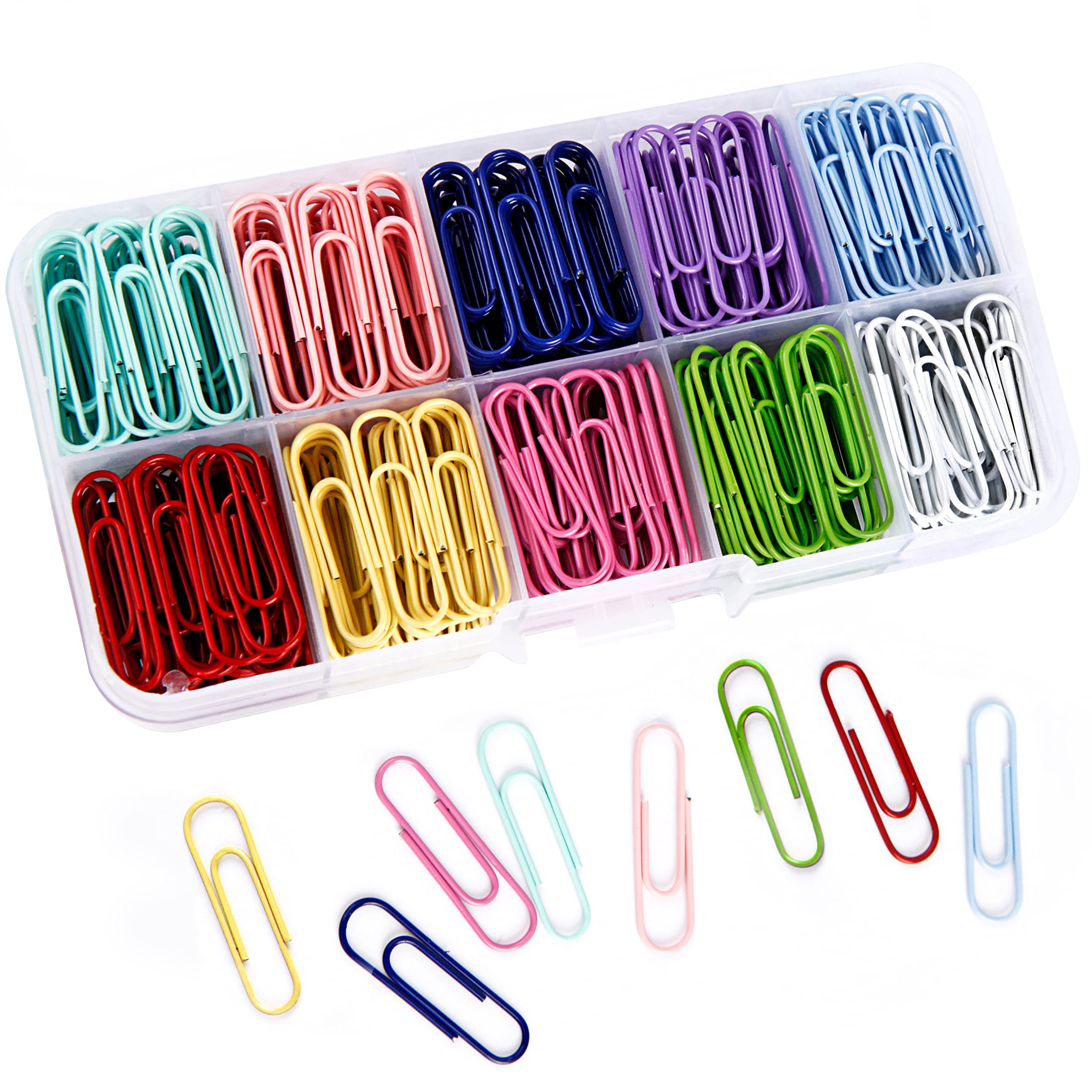450PCS Colorful Paper Clips - 10 Assorted Colors, 28mm Medium Size, PVC-Free & Eco-Friendly - Perfect for Office, School, Crafting, and Organizing Documents