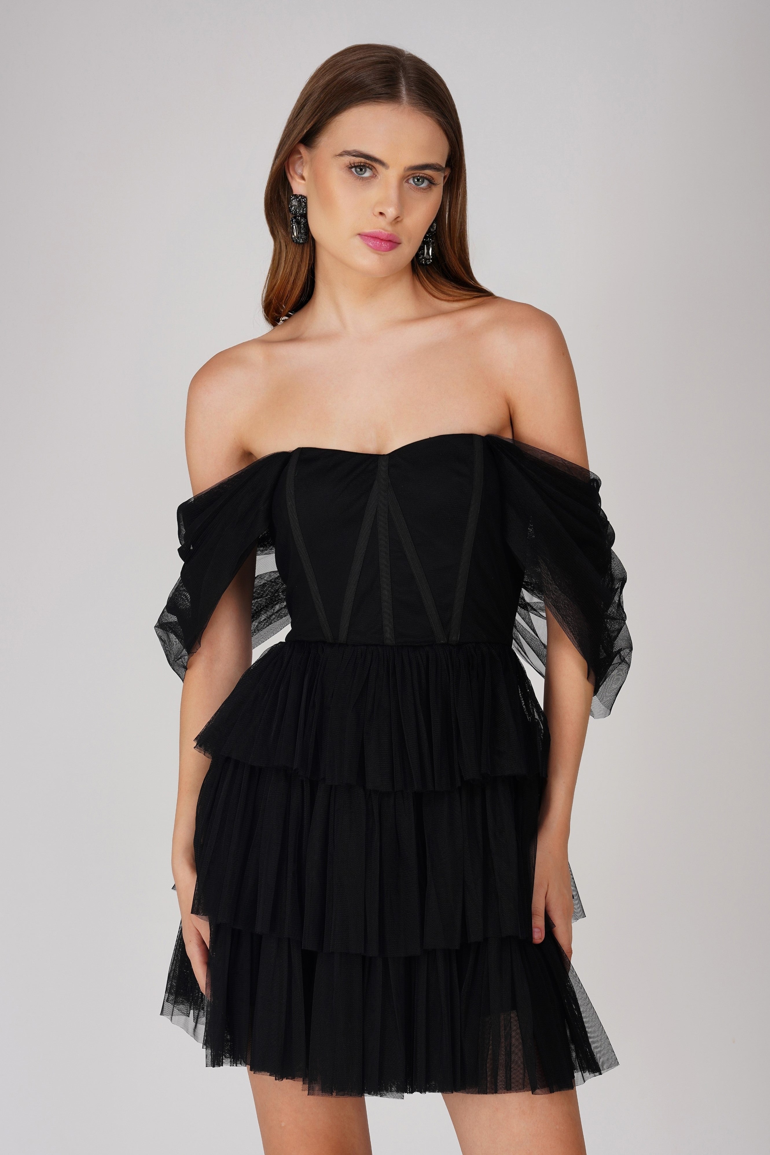 Jayde Black Tulle Mini Dress - Elegant Party Dress for Women, Perfect for Prom, Cocktail Parties & Date Nights