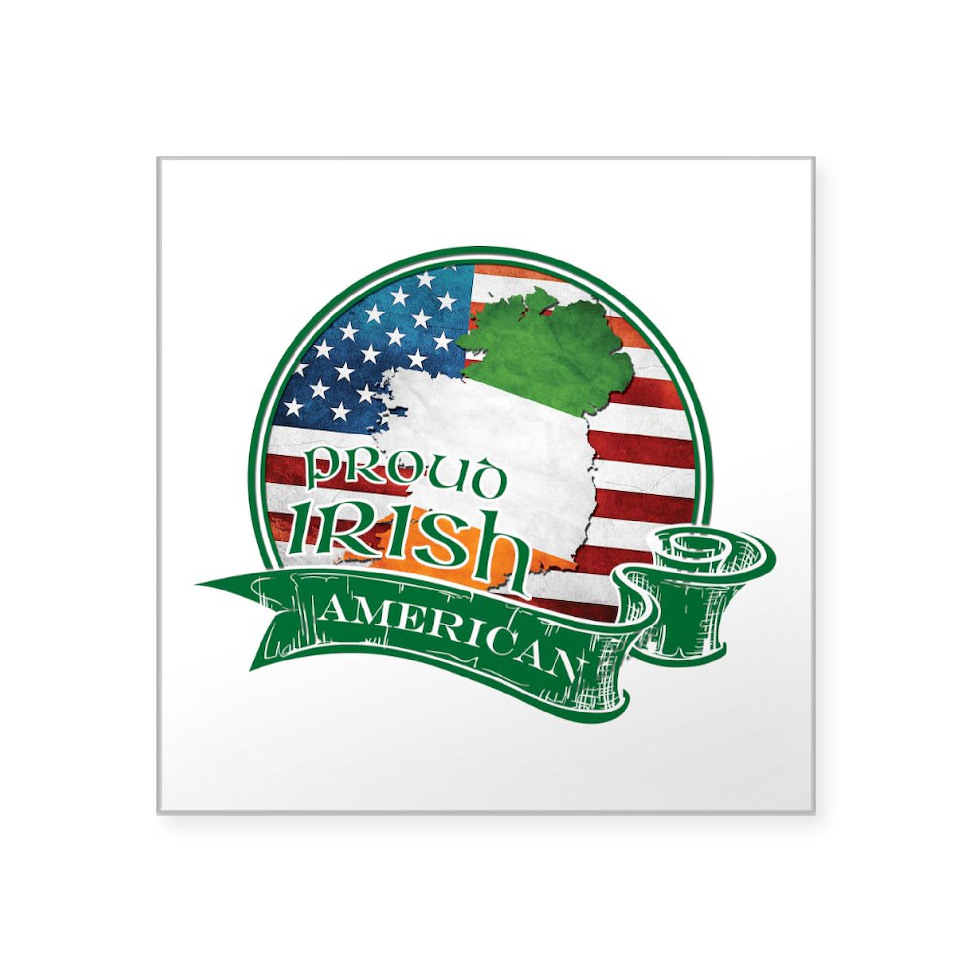 Proud Irish American Sticker - Square Bumper Decal for Cars, Windows & Laptops - Show Your Heritage with Durable Vinyl Stickers for Vehicles, Laptops & Home Decor