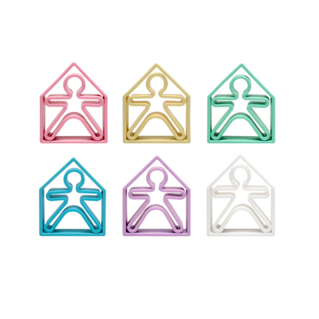 Dena Silicone Play Set - 6 Kids & Houses in Pastel Colors | Perfect for Pretend Play, Daycare, and Early Childhood Learning