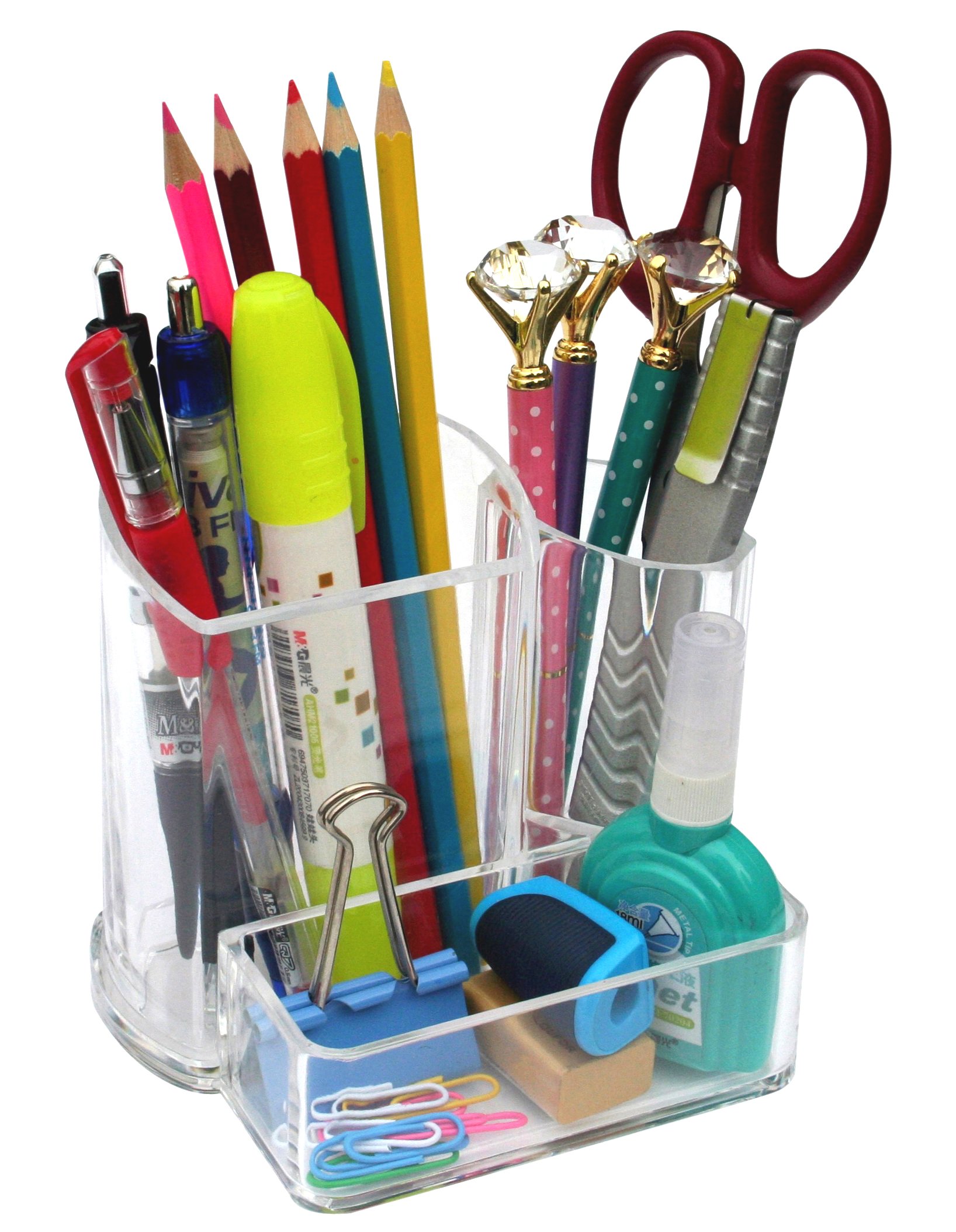 Kamay's Acrylic Pen Holder - Modern Desktop Organizer for Pencils, Pens & Makeup Brushes | Office Desk Stationery Storage & Cosmetic Display Stand | Perfect for Home Office, Study Desk & Vanity Table Organization