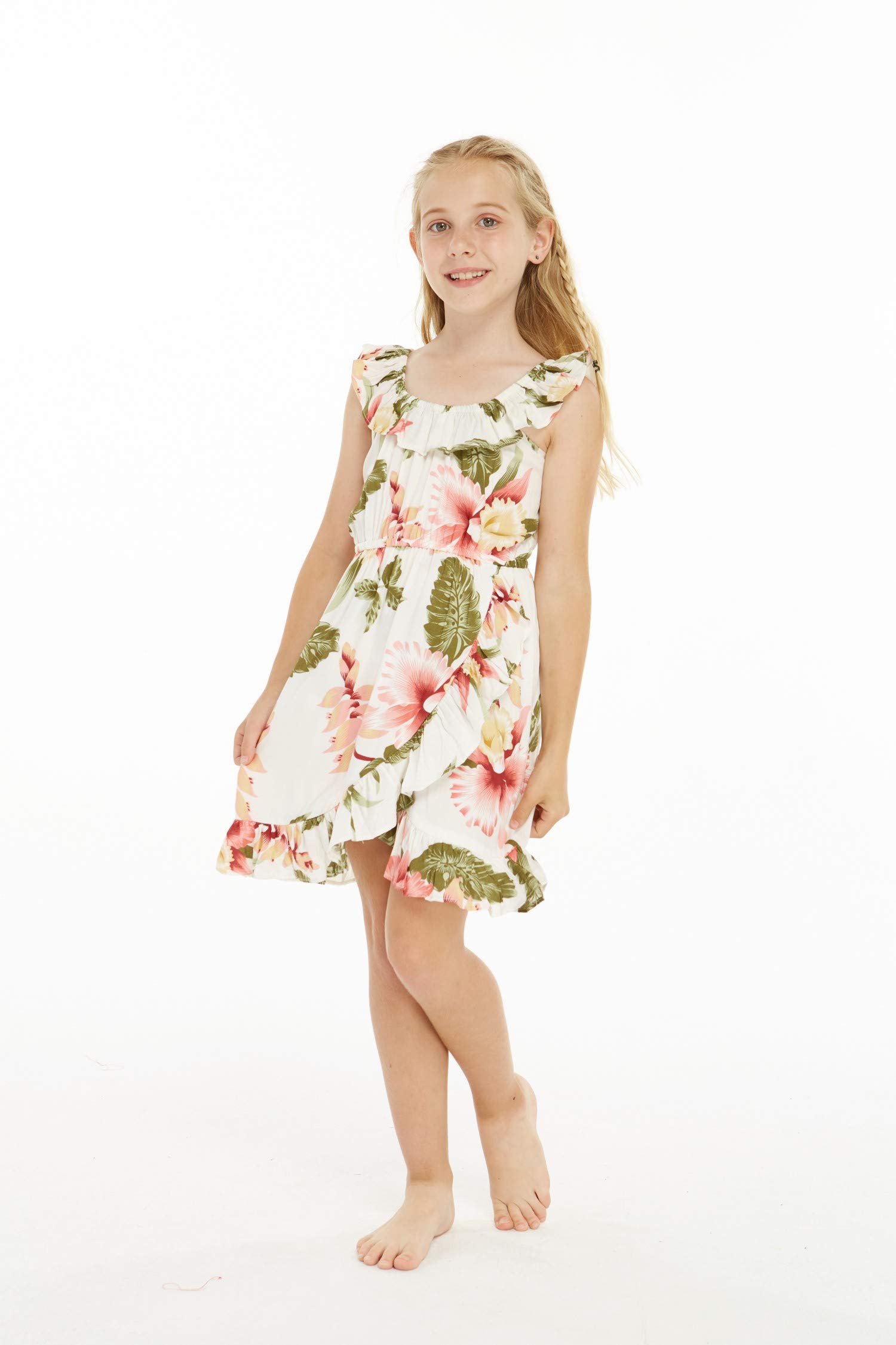 Girl's Ruffle Wrap Hawaiian Luau Dress - Beach Party & Summer Outfit