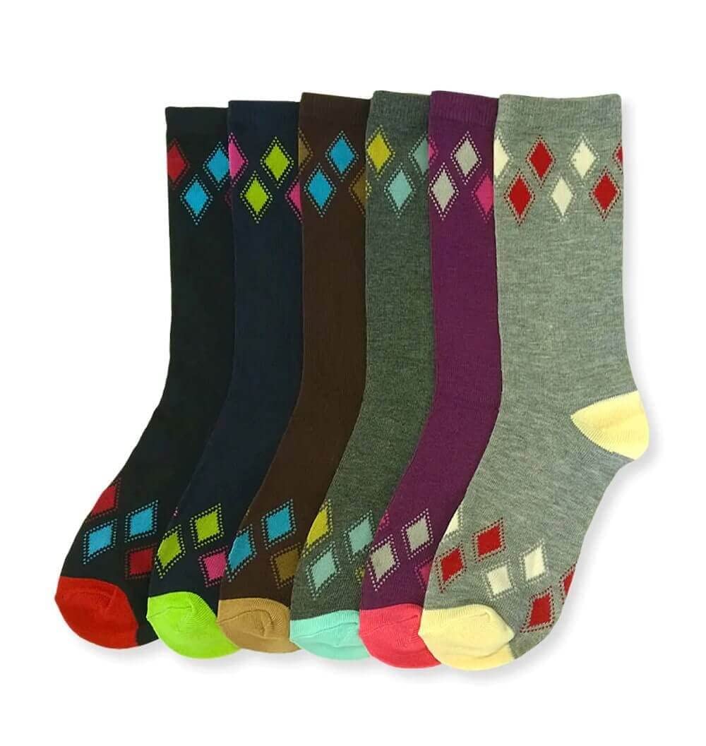 COUVER 6-PACK Women's Comfort Crew Socks - Soft Cotton Solid Color & Striped Pattern Ankle Socks for Everyday Wear, Workout, Yoga & Casual Outfits