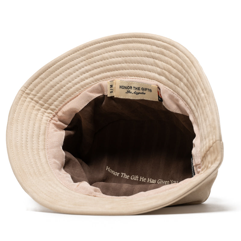 Honor The Gift Faux Suede Bomber Bucket Hat in Bone - Stylish Unisex Fashion Accessory for Outdoor Activities & Streetwear