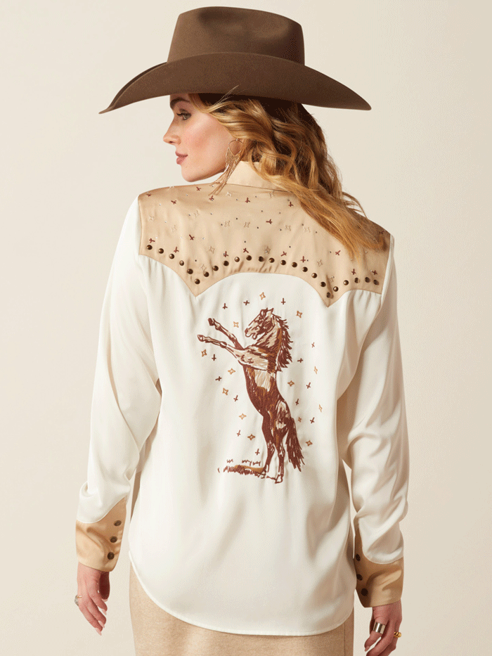 Ariat Women's Wildhorse Shirt - Summer Sand Ivory Western Style Top for Cowgirl Fashion | Perfect for Rodeo, Horse Riding & Outdoor Adventures
