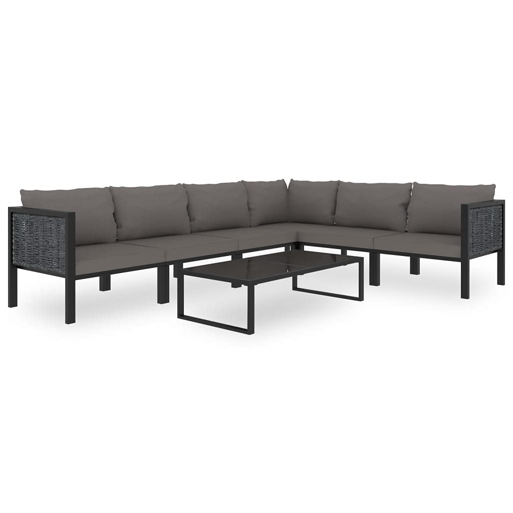 vidaXL Sectional Corner Sofa with Right Armrest - Outdoor/Indoor Poly Rattan Furniture for Garden, Patio, Balcony - Anthracite Lounge Chair - Perfect for Relaxing, Entertaining & Sunbathing