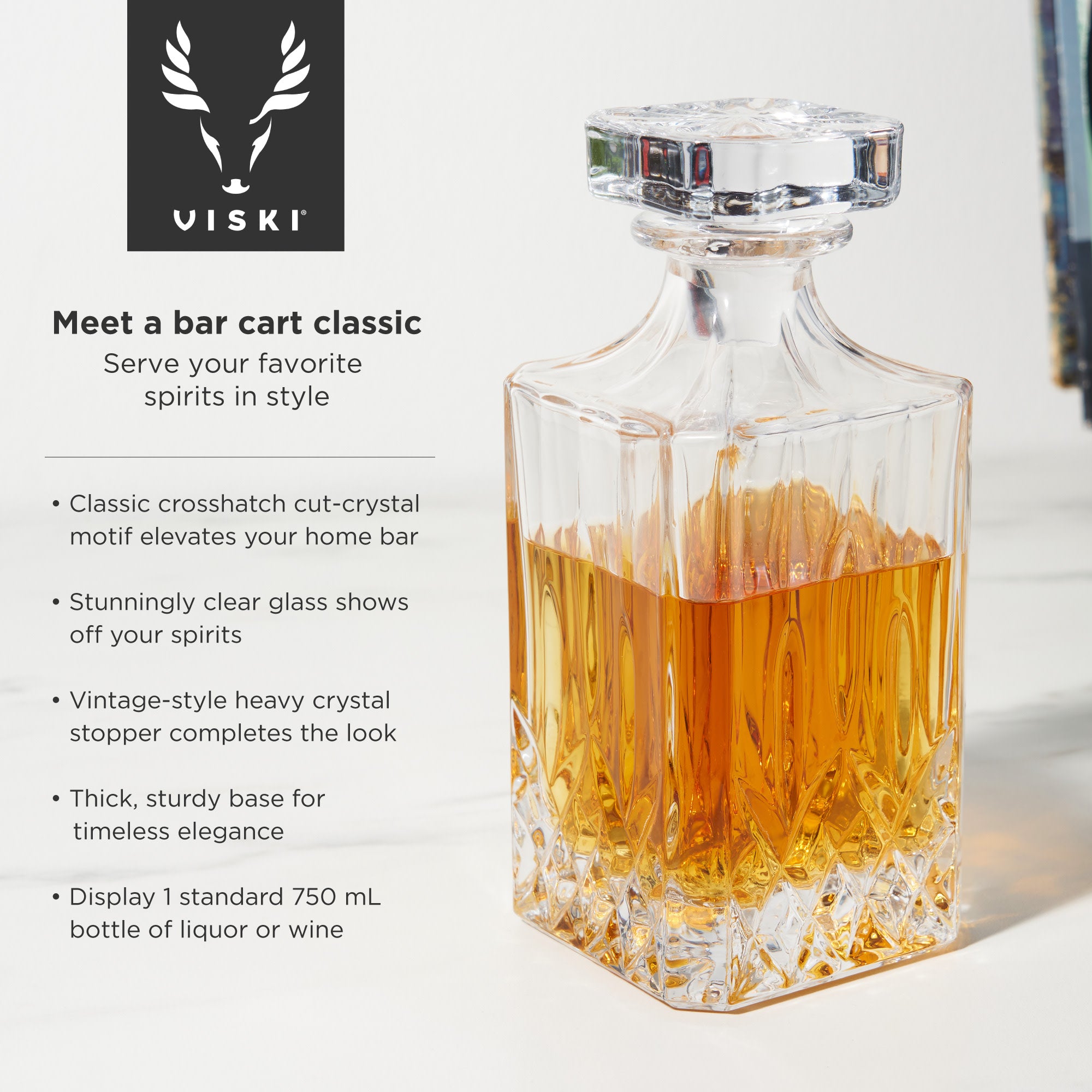 Premium Admiral Crystal Decanter and Whiskey Glass Set - 6 Piece Luxury Barware for Scotch, Bourbon & Wine - Perfect for Home Bars, Gifts & Entertaining