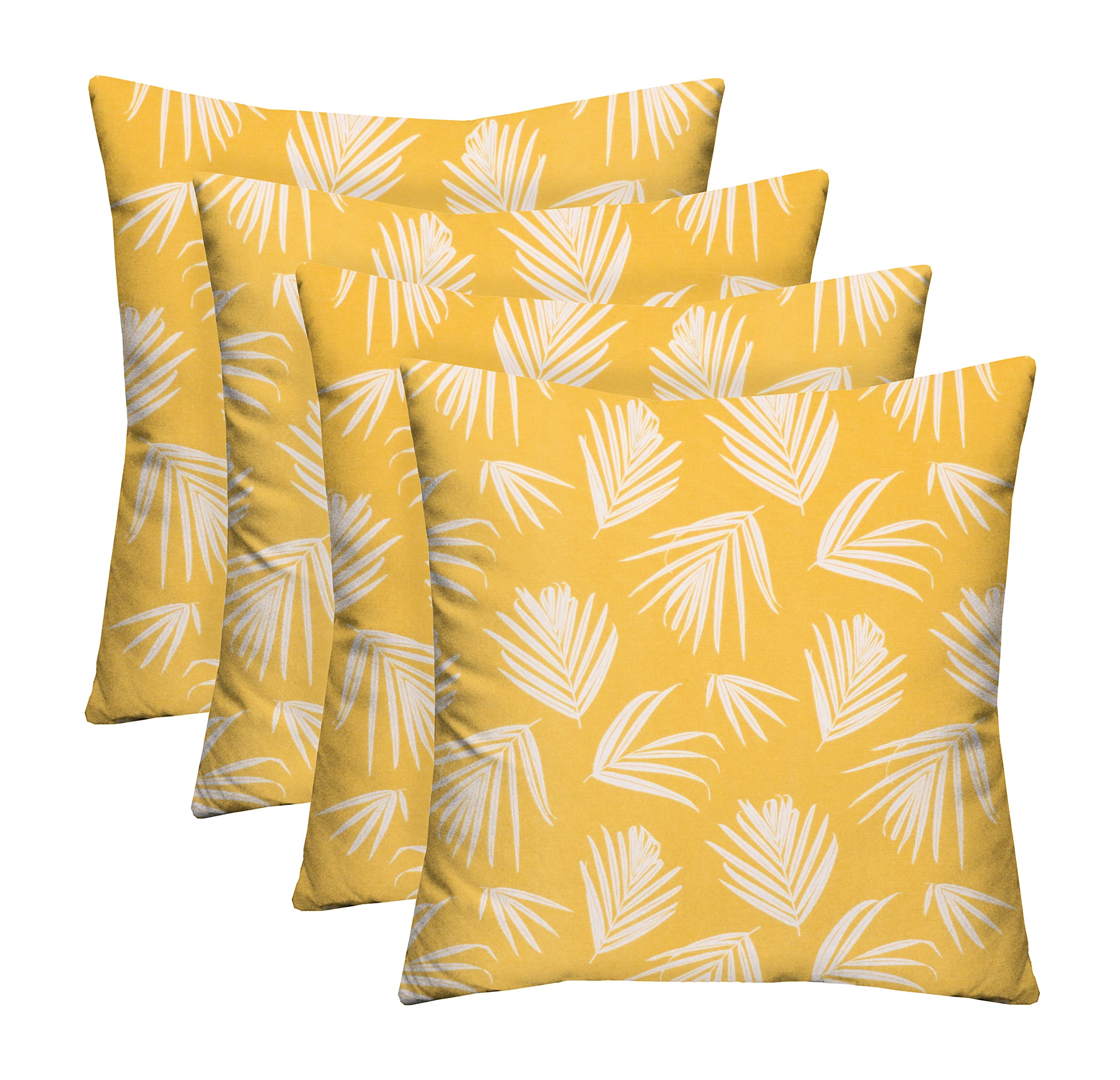 RSH Décor Indoor Outdoor Set of 4 Decorative Throw Pillows - 24x24 Inches, Spice Yellow - Waterproof & UV Resistant for Patio, Garden, Poolside, and Living Room Decor