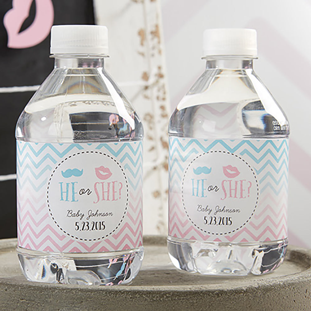 Custom Water Bottle Labels for Gender Reveal Party - Kate's Collection - Perfect for Baby Showers, Birthday Celebrations & Special Events