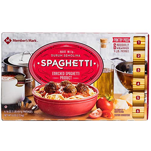 Member's Mark Spaghetti Pasta - 1 lb. Each, 6 Count (Pack of 3) | Premium Italian-Style Pasta for Family Dinners, Meal Prep & Italian Cuisine | Perfect for Spaghetti Carbonara, Bolognese & Pasta Salads