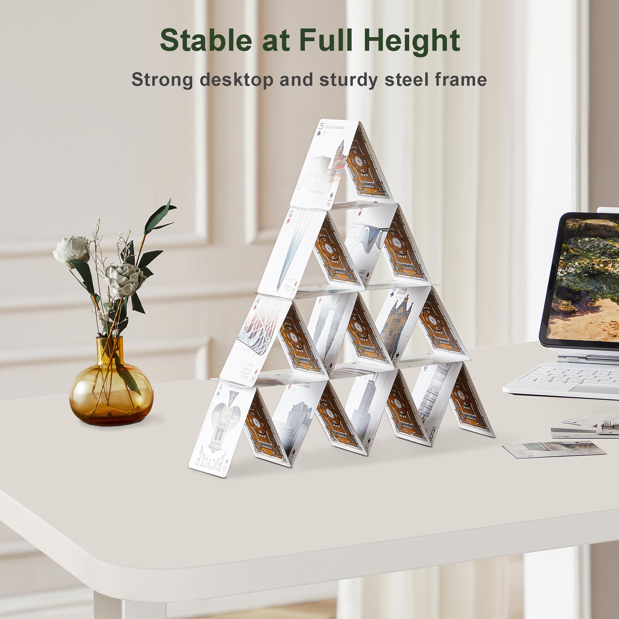 48x24 Inches Electric Standing Desk - Seamless One-Piece Height Adjustable Desk for Home Office | Ergonomic Sit to Stand Computer Workstation (White) - Perfect for Remote Work, Gaming & Study Spaces