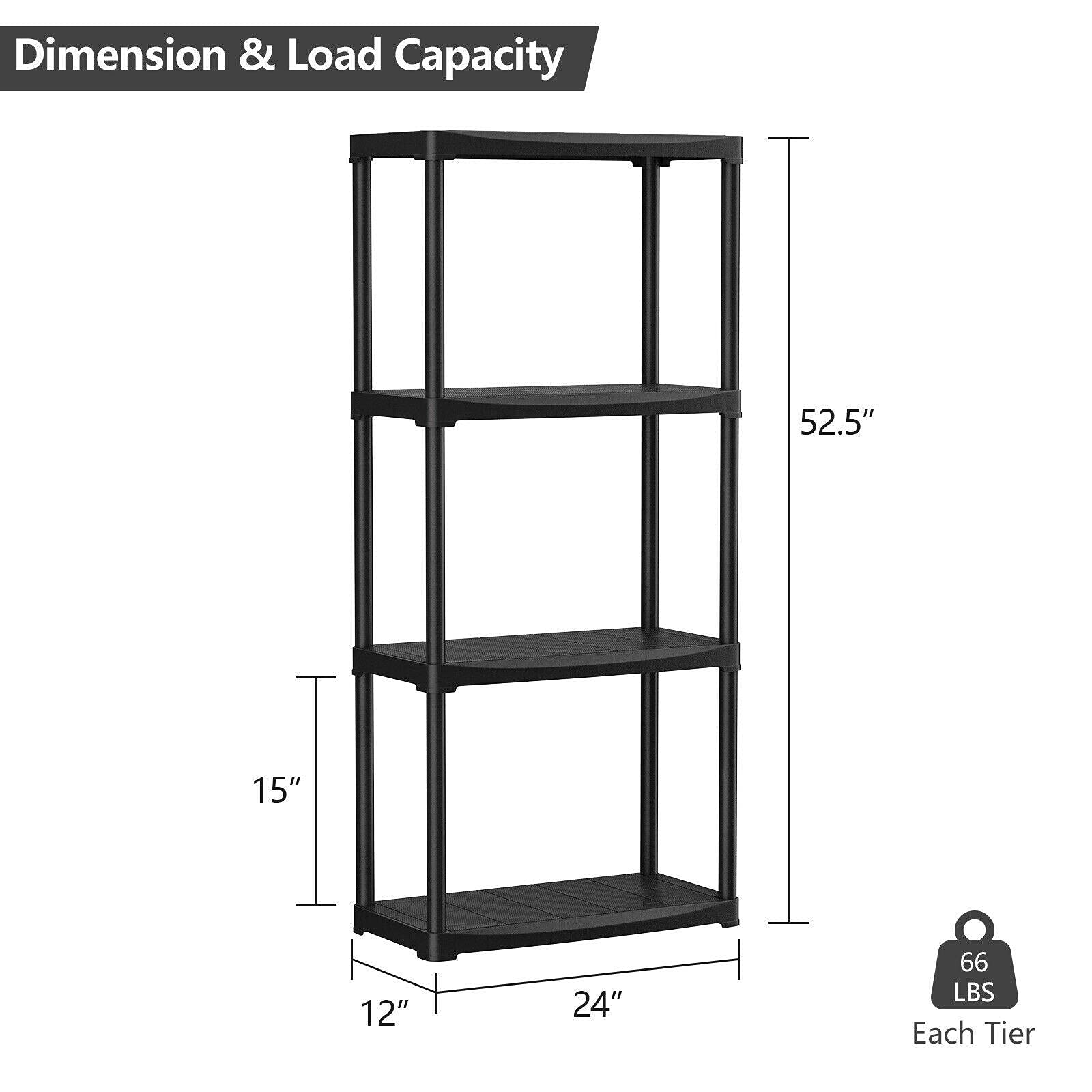 4-Tier Heavy Duty Storage Rack Shelf Unit - Multipurpose Garage Shelving System for Home, Garage & Warehouse Organization - Perfect for Storing Tools, Sports Equipment & Household Items