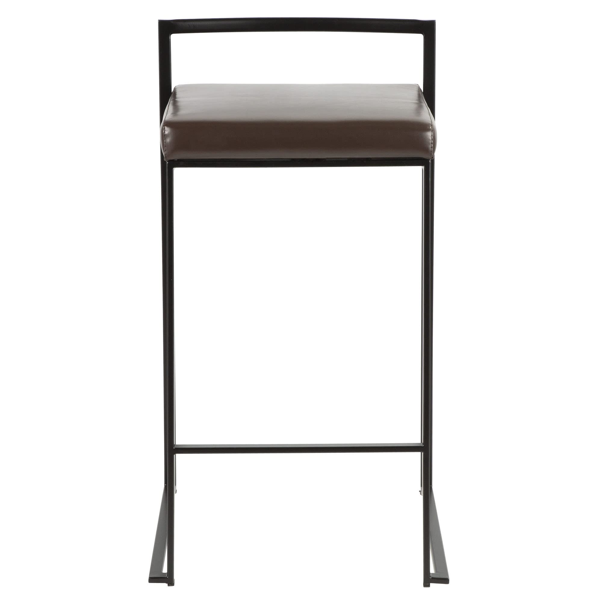 Black Metal Fuji Stacker Counter Stools - Set of 2 Kitchen Island Bar Stools, Counter Height Chairs for Breakfast Nook, Dining Bar & Home Decor