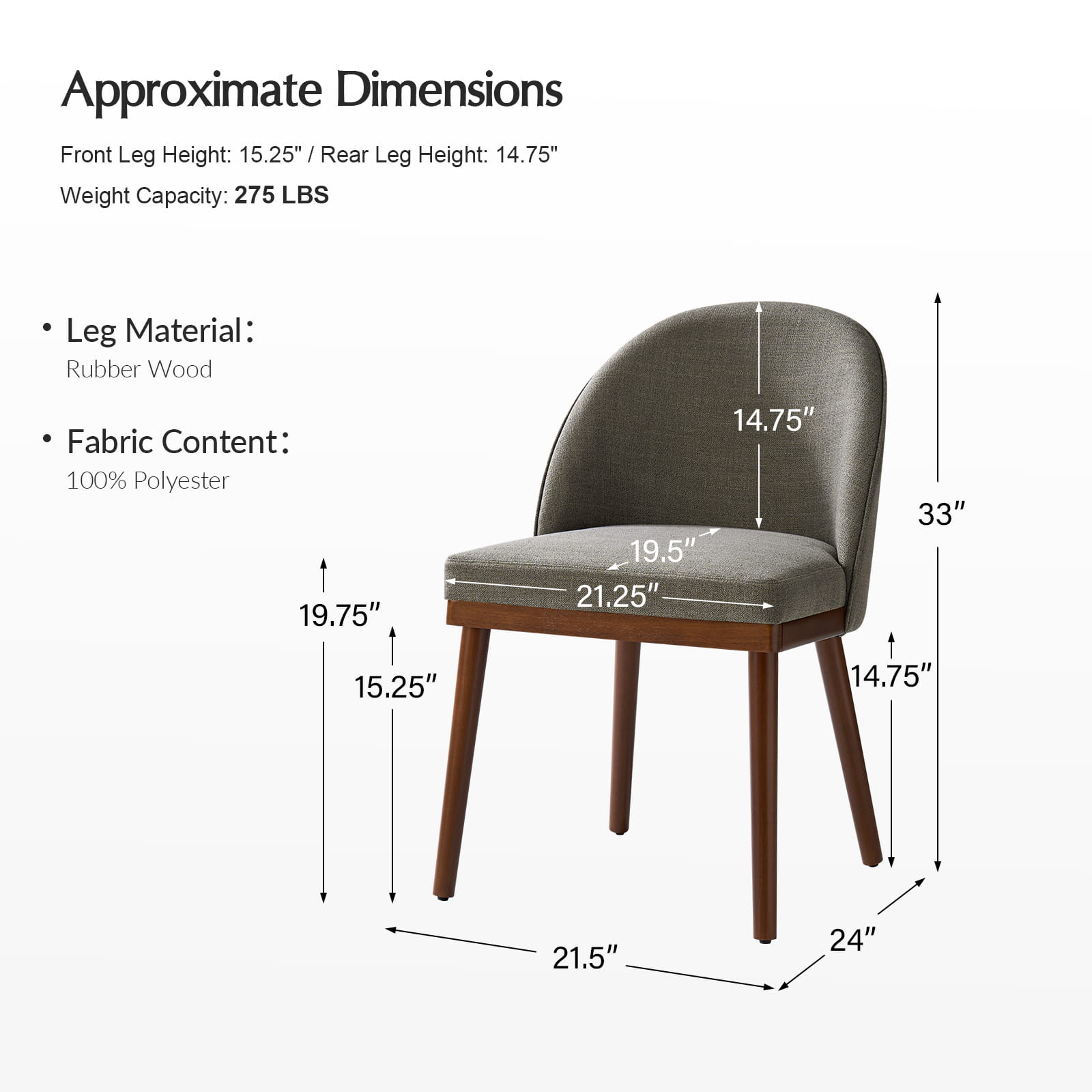 Serta Upholstered Dining Chairs with Solid Wood Legs - Comfortable Modern Kitchen & Dining Room Seating (Set of 2/4/6) for Home, Restaurant, or Office Use