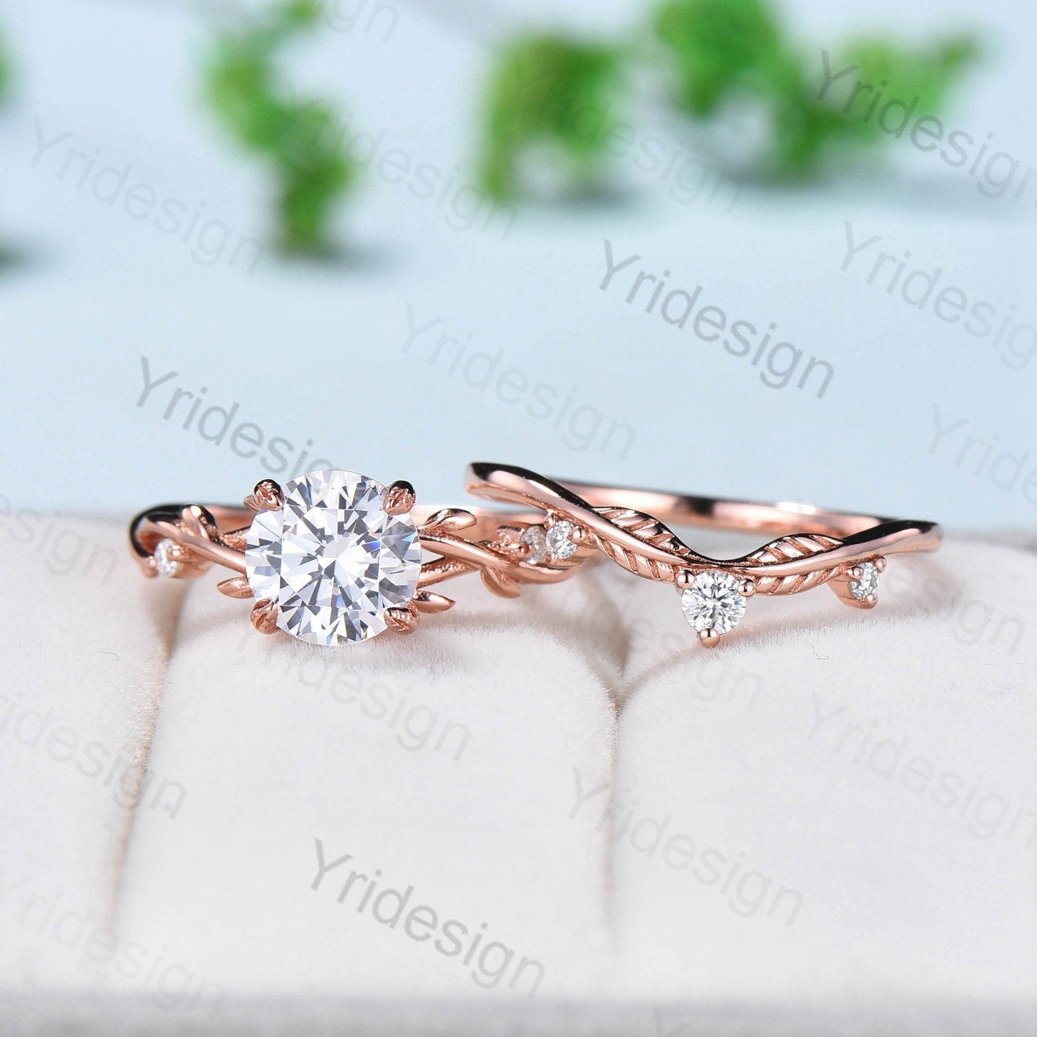 IGI Certified Lab Grown Diamond Engagement Ring Set - Nature Inspired Branch & Leaf Design Wedding Band - Unique Twig Bridal Jewelry for Eco-Conscious Couples | Perfect for Proposals, Anniversaries & Sustainable Weddings