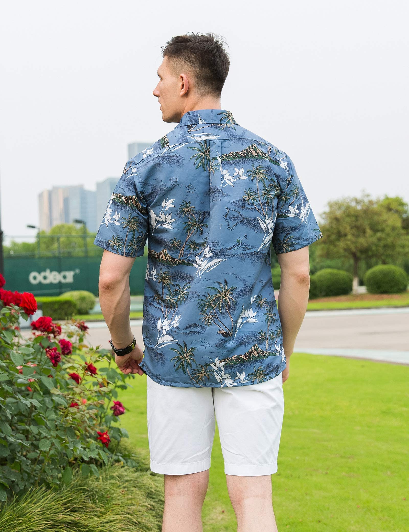 Hawaiian Shirts for Men - Short Sleeve Floral Aloha Shirts, Breathable Regular Fit Casual Button Down Shirts for Beach Vacation, Summer Party & Tropical Outings