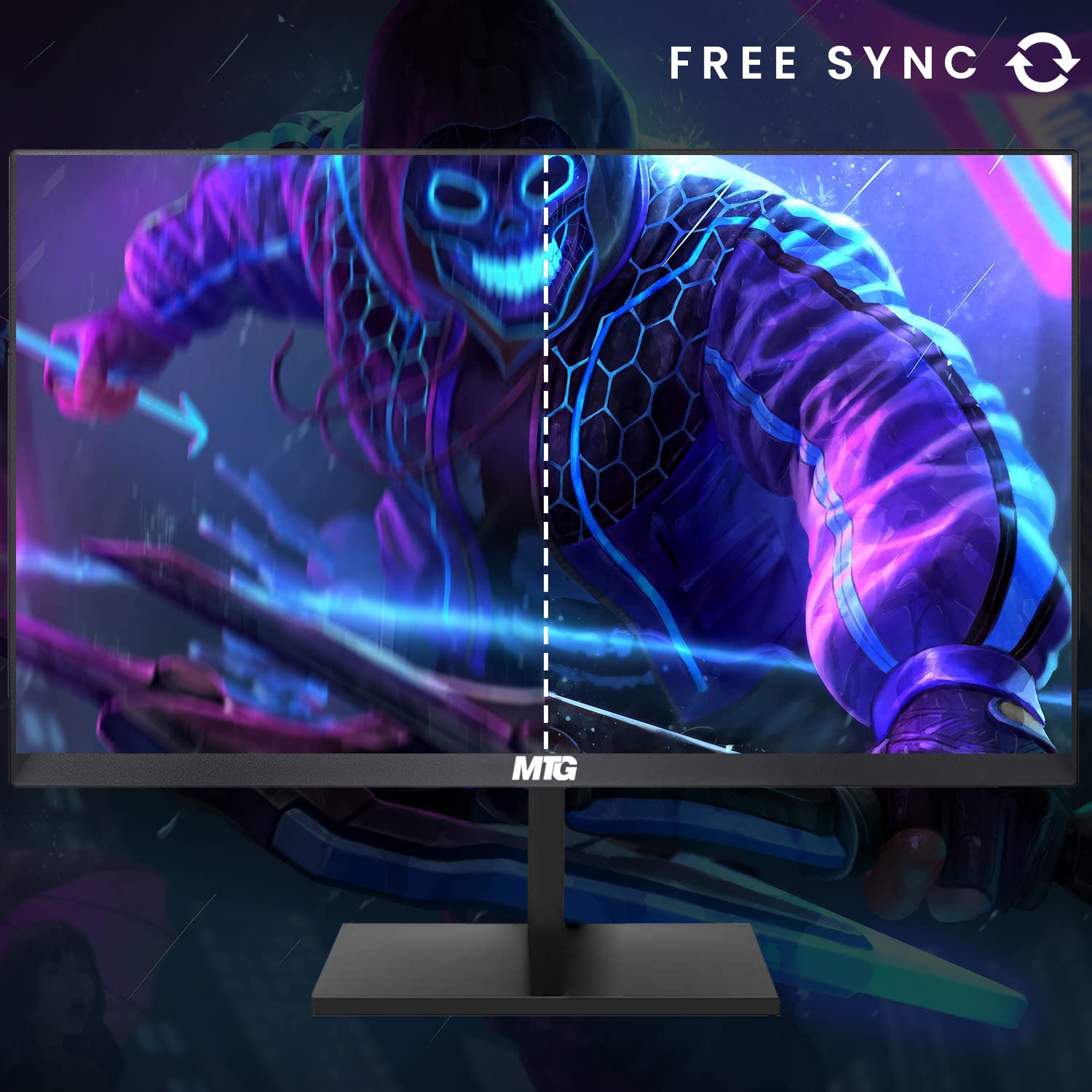 MTG 22 Inch 1080p Full HD LED Monitor - 75Hz Refresh Rate, 3ms Response Time, VESA Mountable, HDMI & VGA Ports, Ultra-Thin Bezel-Less Design with Built-in Webcam - Includes Wireless Keyboard & Mouse Combo for Home Office, Gaming, and Remote Work