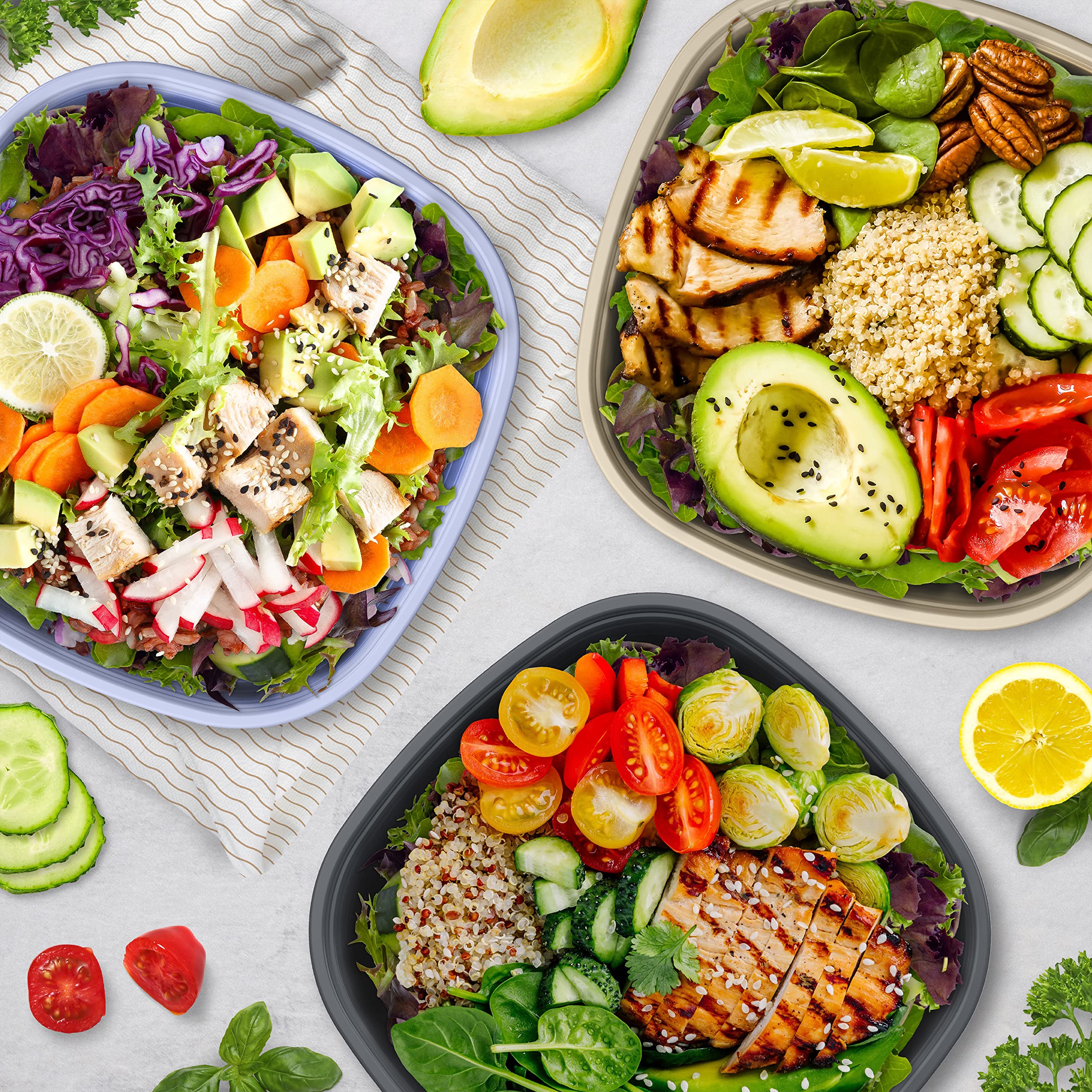 Bentgo Prep - 10-Pack Reusable 1-Compartment Meal Prep Bowls with Custom Fit Lids - BPA-Free, Microwave, Freezer & Dishwasher Safe Food Storage Containers - Ideal for Meal Prepping, Leftovers & Office Lunches (Champagne)